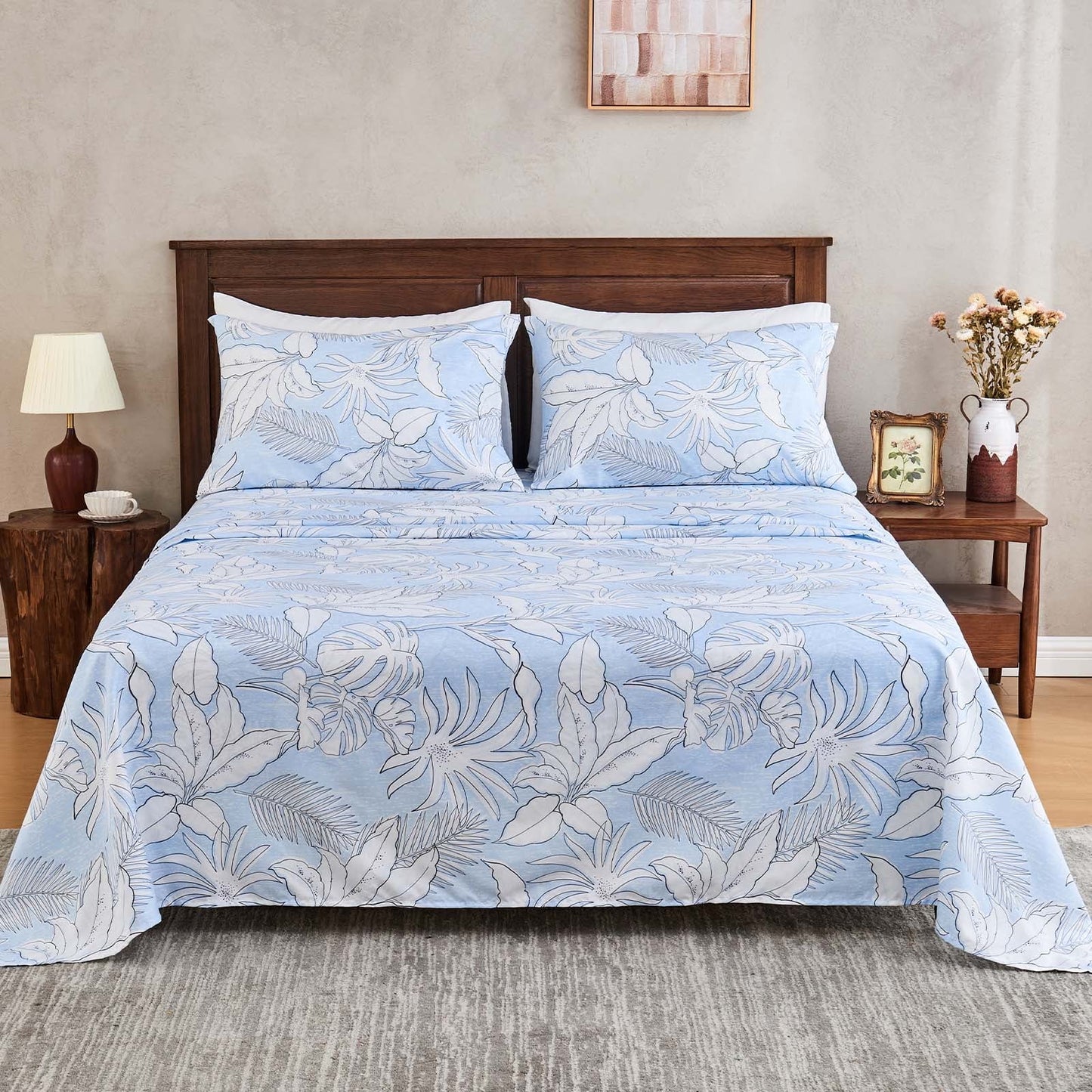 Gogreen New 4 Pieces Printed Sheet Set Deep Pocket Fit 14", Breathable Microfiber Super Soft Sheet Set Cooling Sheets, Luxury Hotel Style Home Decor Bed Sheet Set, Gift for Women, Men