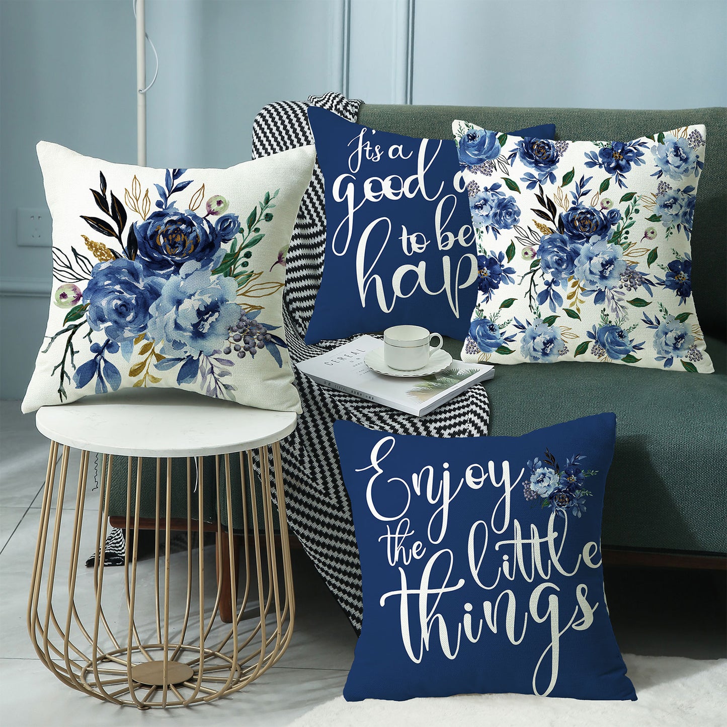 Gogreen Holiday Deal Selection Phantoscope New Living Series Duplex Printing Decorative Throw Pillow Covers, 18" x 18", Set of 4