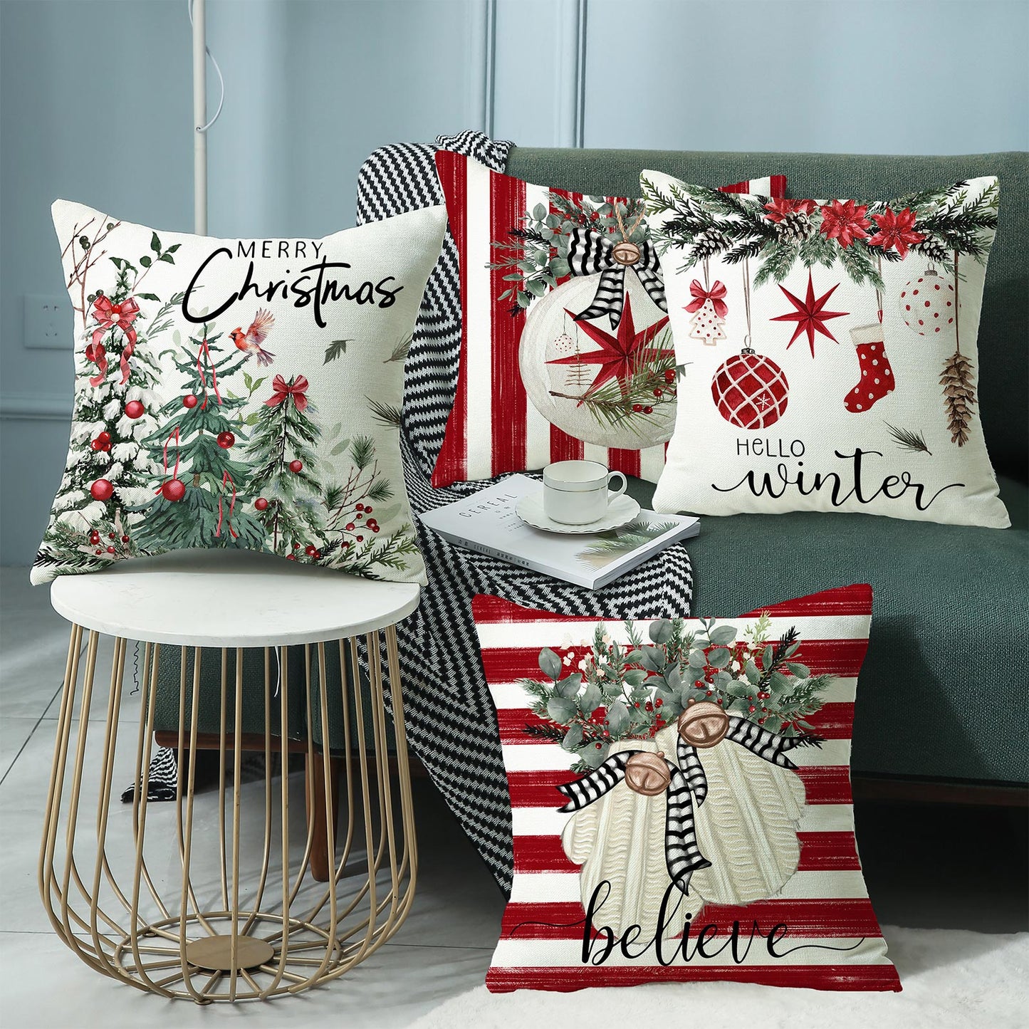 Gogreen Holiday Deal Selection Phantoscope New Living Series Duplex Printing Decorative Throw Pillow Covers, 18" x 18", Set of 4