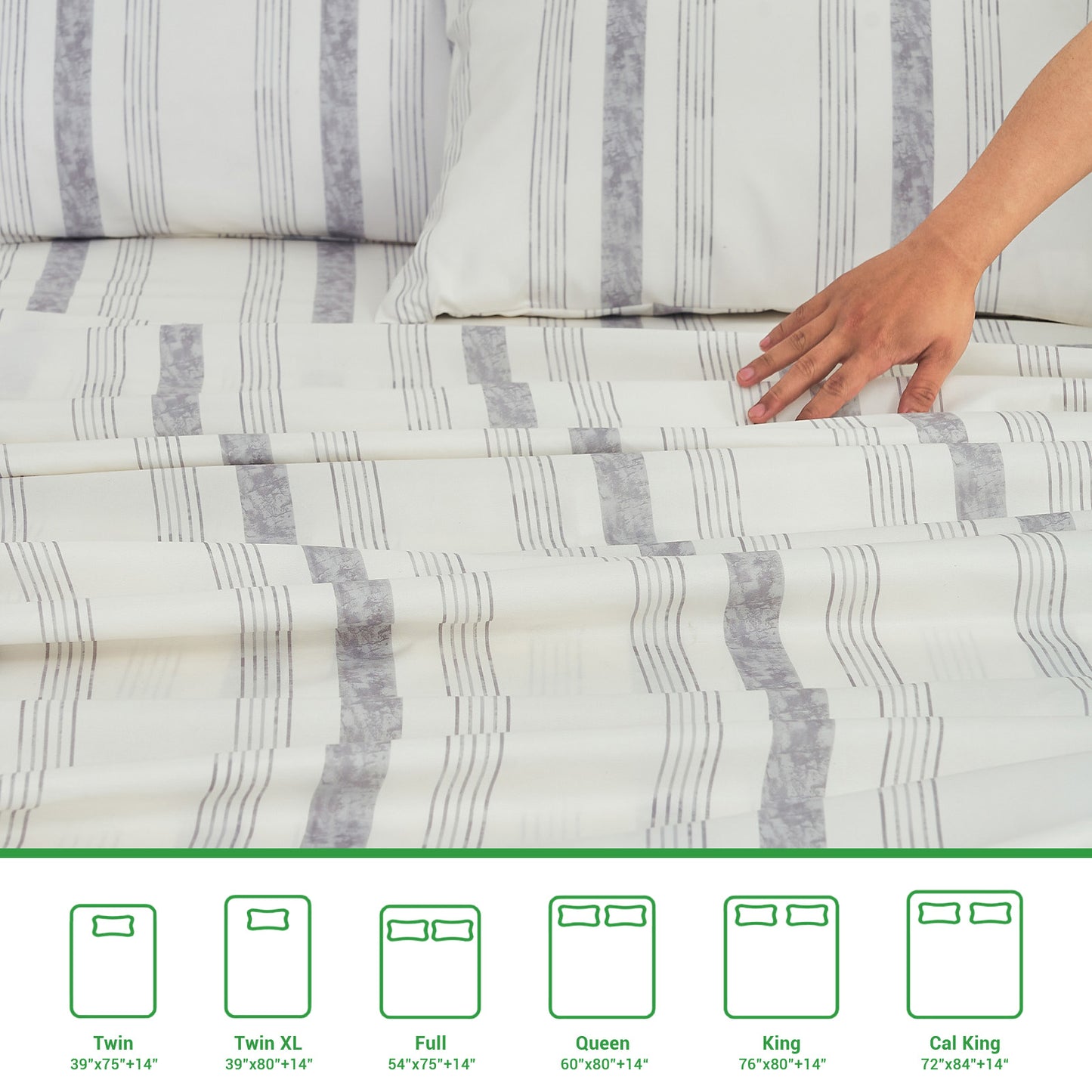 Gogreen Sheet Set Deep Pocket, Breathable Microfiber Super Soft Sheet Set Cooling Sheets, Luxury Hotel Style Home Decor Bed Sheet Set, Gift for Women, Men