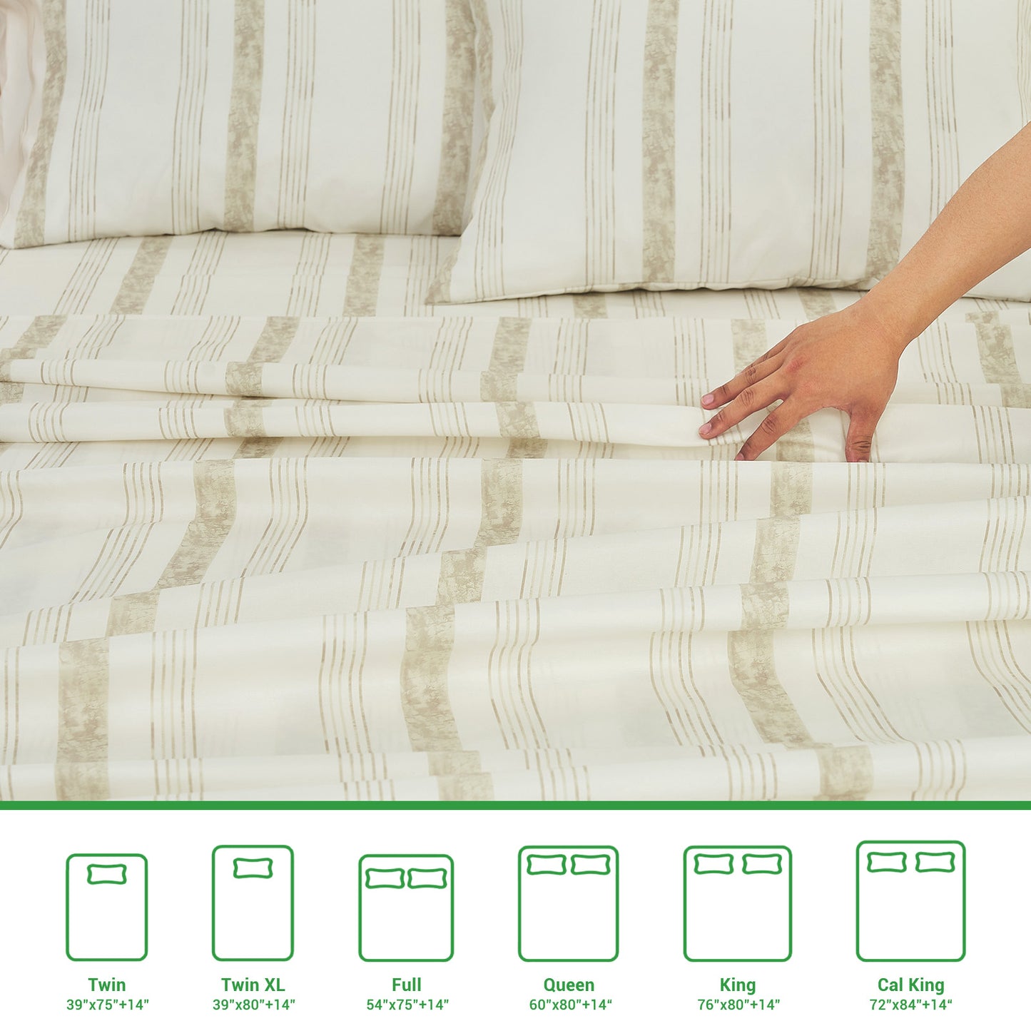 Gogreen Sheet Set Deep Pocket, Breathable Microfiber Super Soft Sheet Set Cooling Sheets, Luxury Hotel Style Home Decor Bed Sheet Set, Gift for Women, Men