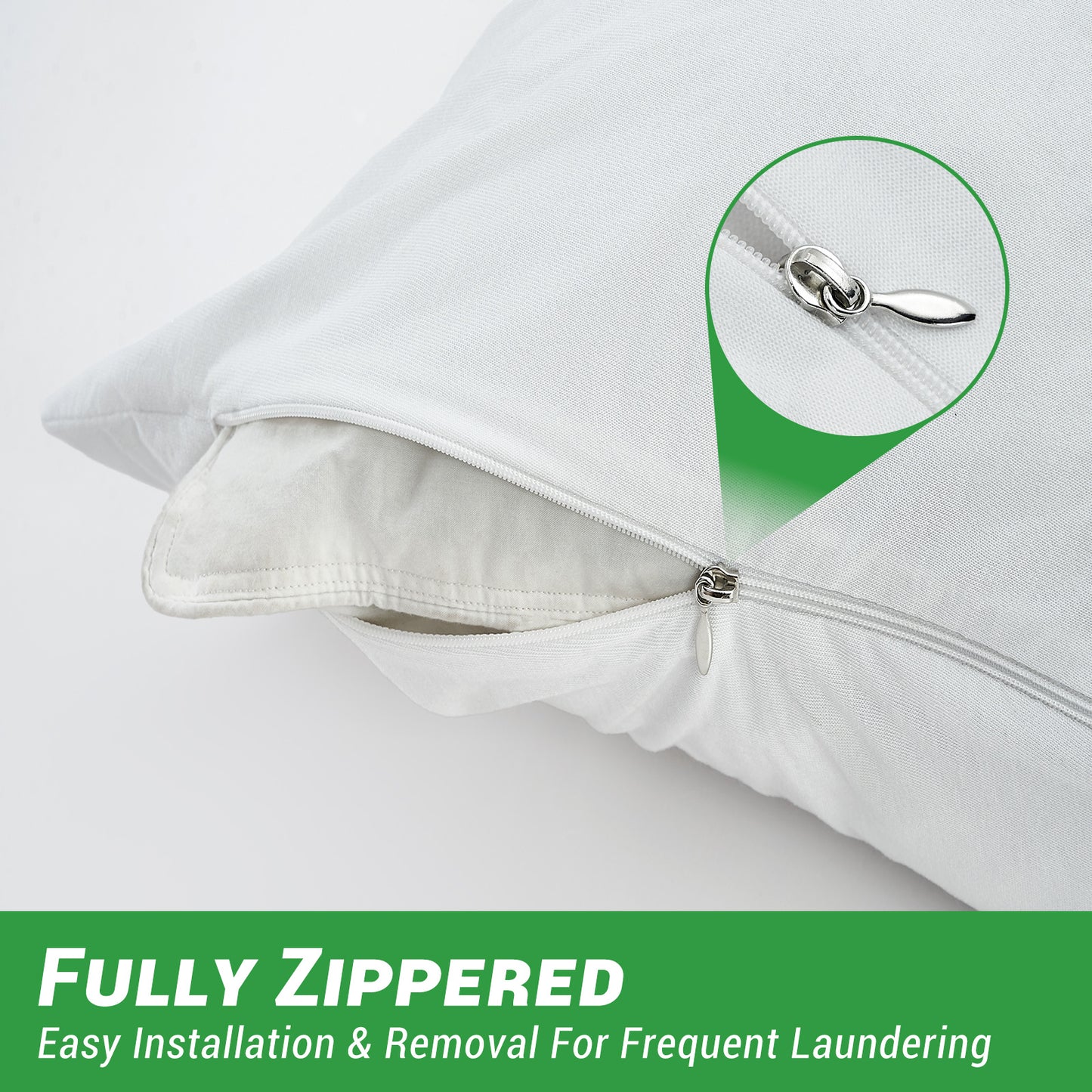 KINGREST Waterproof Pillow Protectors with Zipper (Pack of 2)