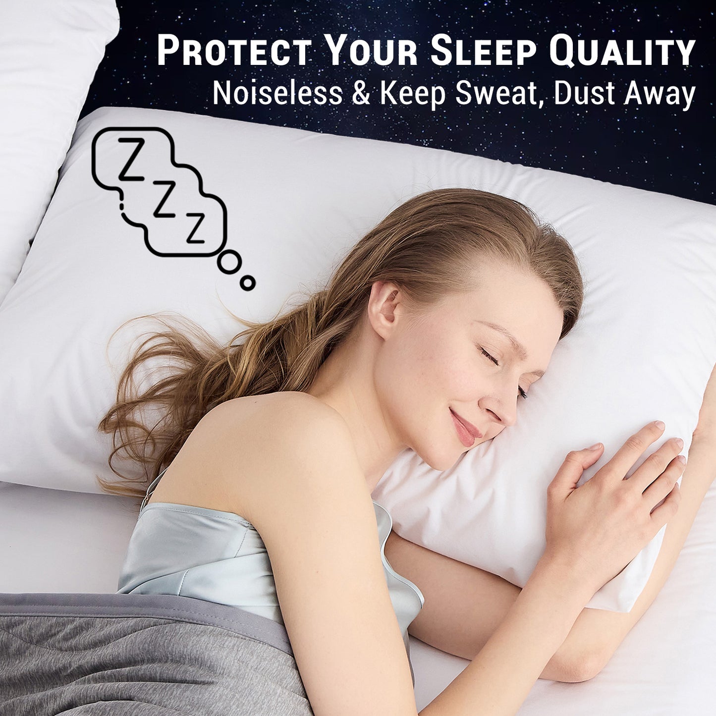 KINGREST Waterproof Pillow Protectors with Zipper (Pack of 2)