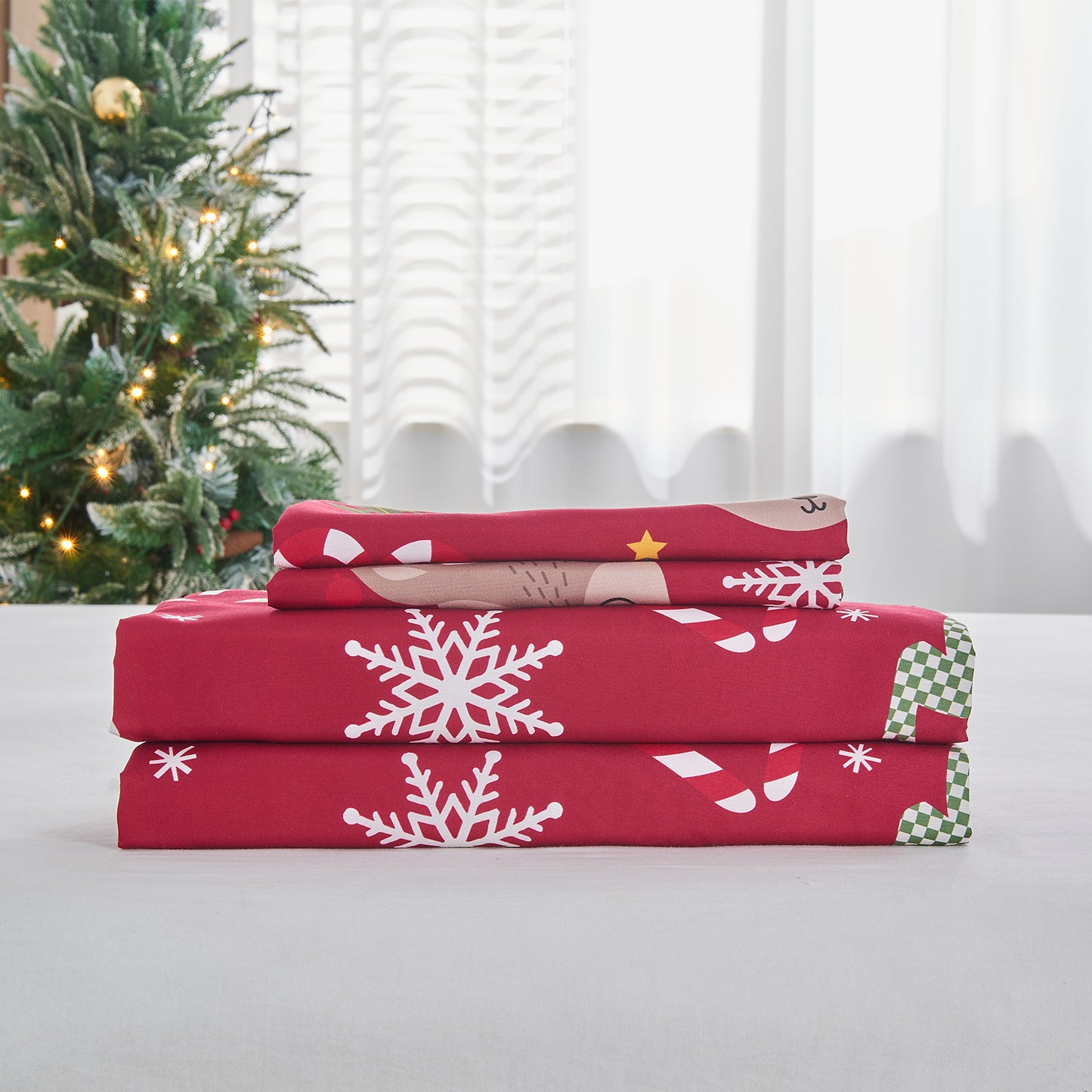 Gogreen 4 Pieces Printed Sheet Set Deep Pocket Fit 14", Breathable Microfiber Super Soft Sheet Set Cooling Sheets, Luxury Hotel Style Home Decor Bed Sheet Set, Gift for Women, Men