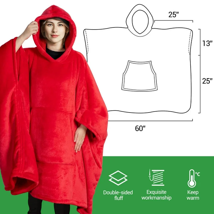 GOGREEN Original | Oversized Wearable Blanket Hoodie, Thick Sherpa Fleece Sweatshirt Hooded Blanket with Giant Hood Kangroo Pocket for Adults Women Men, One Size Fits All