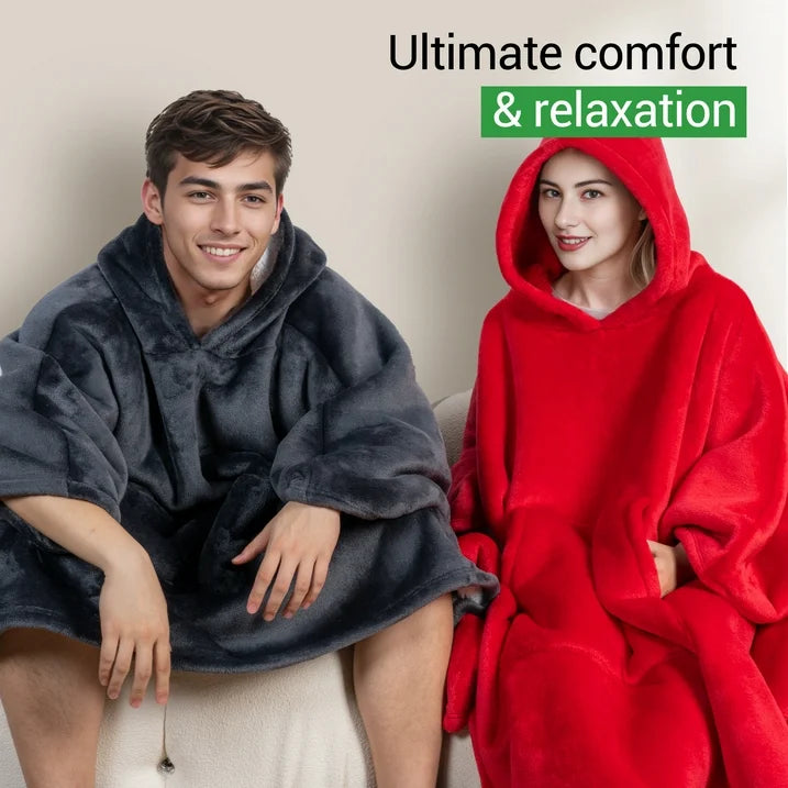 GOGREEN Original | Oversized Wearable Blanket Hoodie, Thick Sherpa Fleece Sweatshirt Hooded Blanket with Giant Hood Kangroo Pocket for Adults Women Men, One Size Fits All