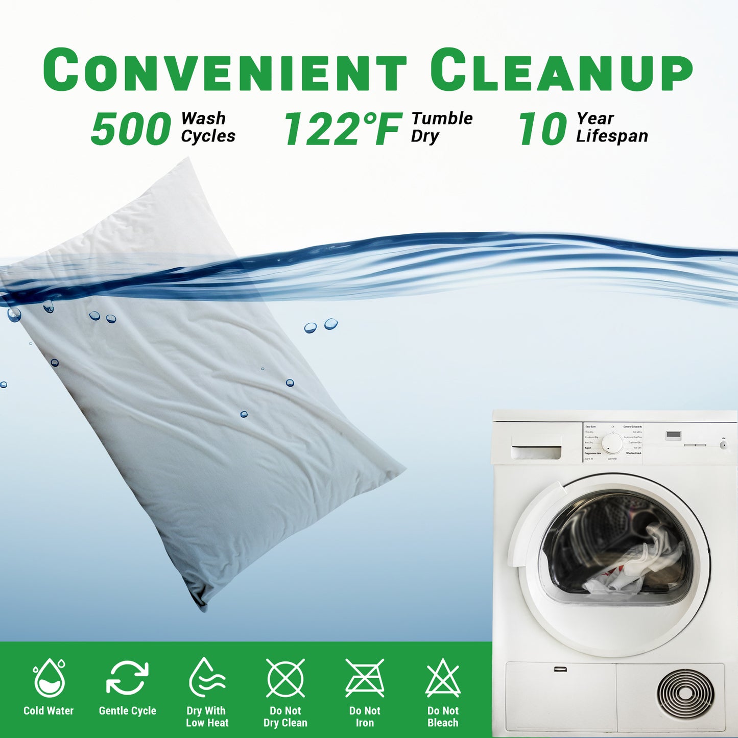 GOGREEN Bamboo Cotton Waterproof Pillow Protector, Breathable Pillow Cover, Cooling Pillow Case Protector with Zipper, Super Soft Pillow Case Cover with Zipper