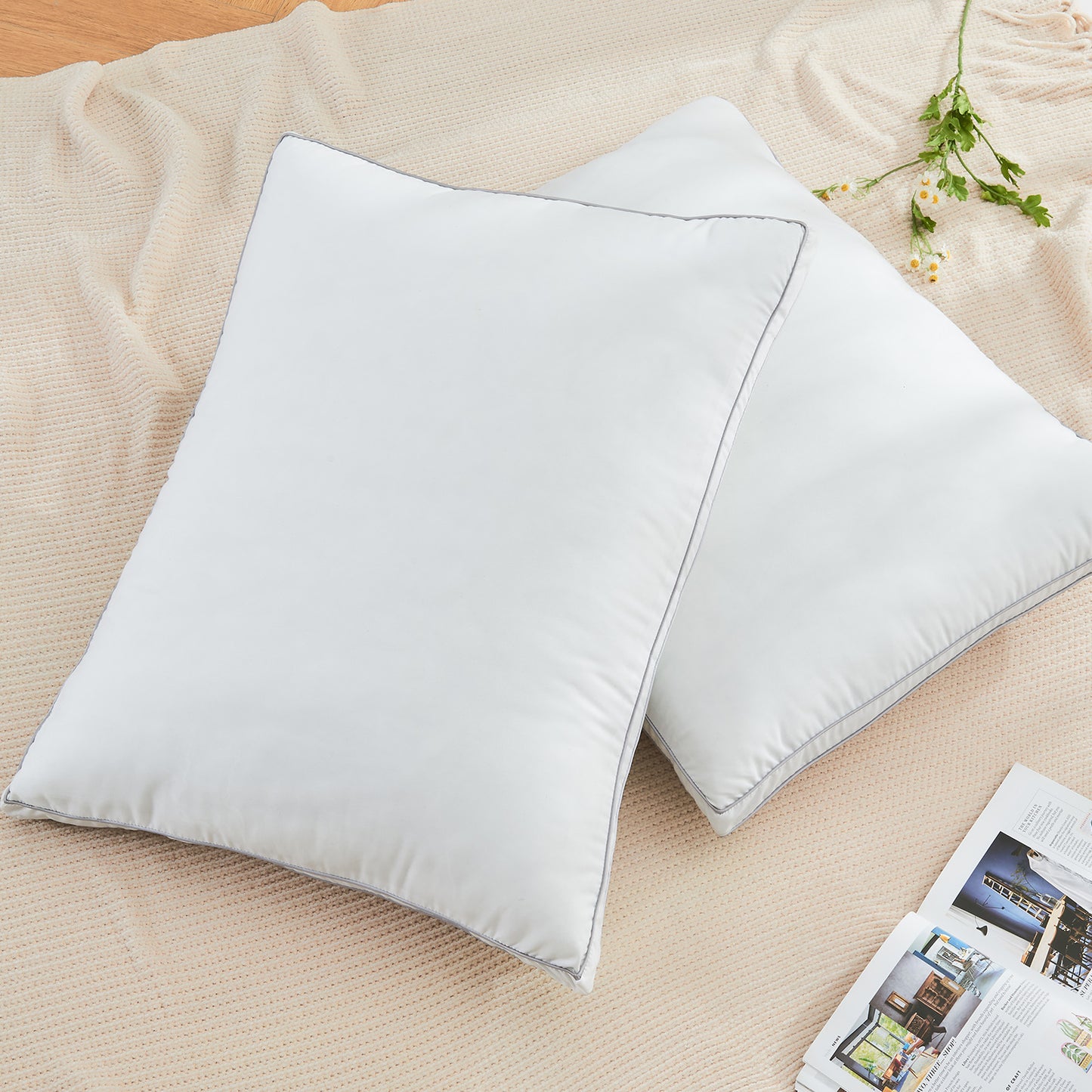 GOGREEN 100% Cozy Microfiber Extra Firm Bed Pillows