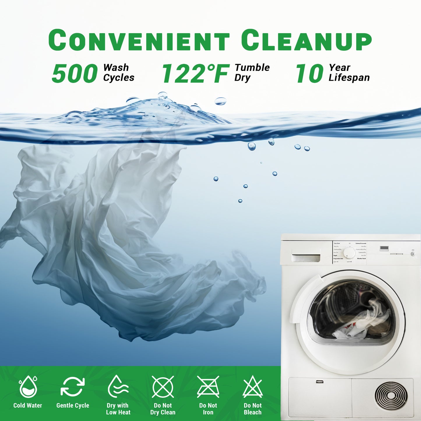 GOGREEN Bamboo 3D Air Fiber Waterproof Mattress Protector, Stretchable Mattress Protector, Super Soft Mattress Cover Bed Cooling 3D Air Mattress Protector, Breathable Bed Cover White