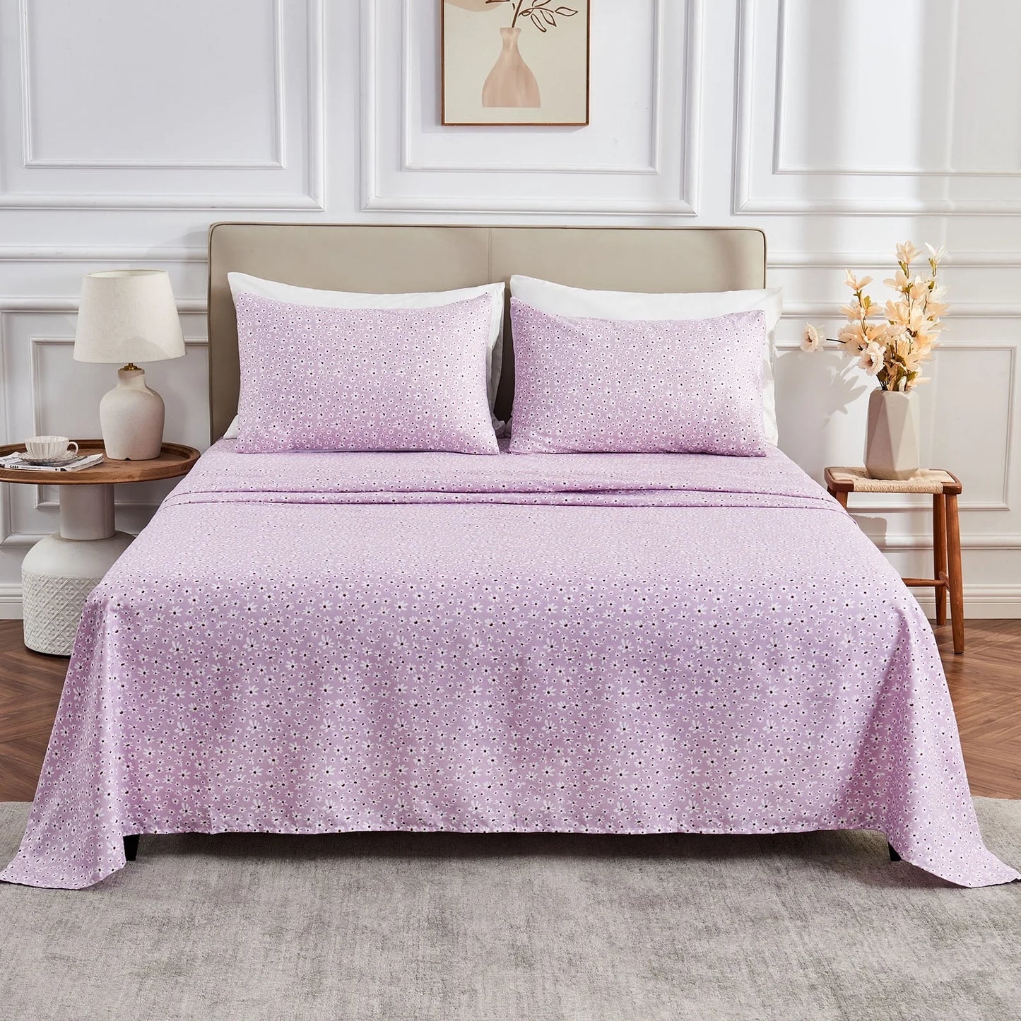 Gogreen New 4 Pieces Printed Sheet Set Deep Pocket Fit 14", Breathable Microfiber Super Soft Sheet Set Cooling Sheets, Luxury Hotel Style Home Decor Bed Sheet Set, Gift for Women, Men