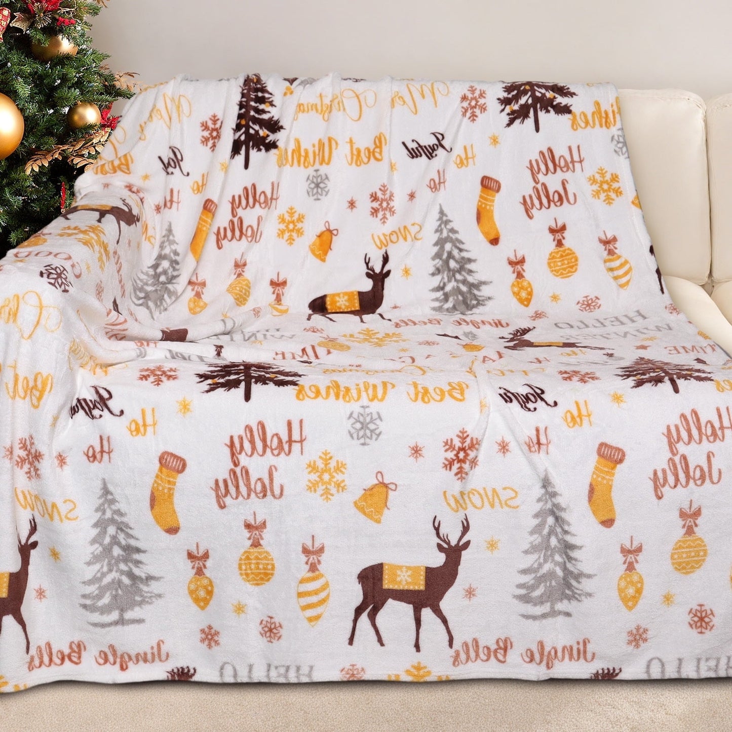 GOGREEN Cozy Blanket Printed Blanket Throw Christmas Blanket - 300 GSM Fleece Blanket Throw Size Blanket for Home Decoration, Ultra Soft Blanket Microfiber Throw Blanket (Throw - 50 x 60)