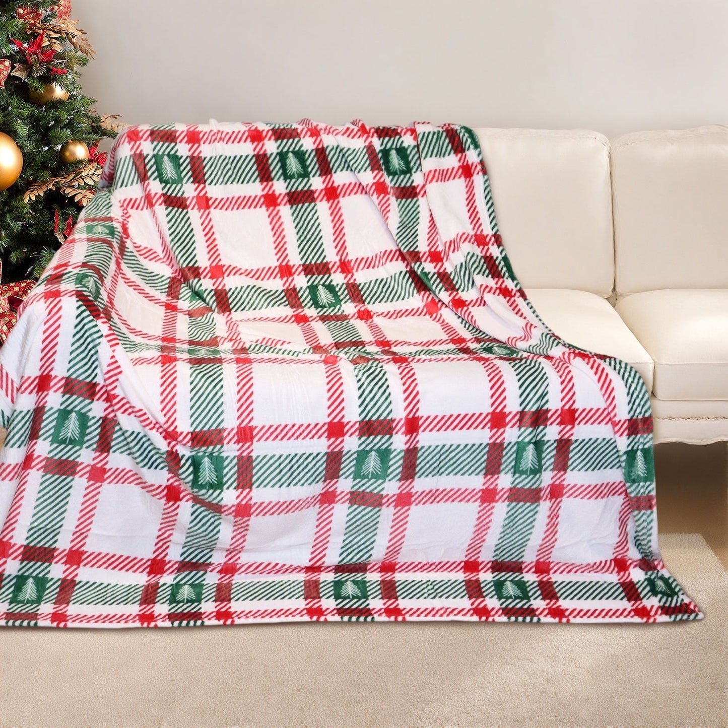 GOGREEN Cozy Blanket Printed Blanket Throw Christmas Blanket - 300 GSM Fleece Blanket Throw Size Blanket for Home Decoration, Ultra Soft Blanket Microfiber Throw Blanket (Throw - 50 x 60)