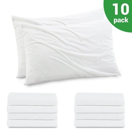 GOGREEN Waterproof Pillow Protectors with Zipper, Cooling Bamboo Queen Size Bed Pillow Case Covers, Bed Bug Pillow Cover, Zippered Plastic Pillowcase (10 Packs, Queen 20x30)