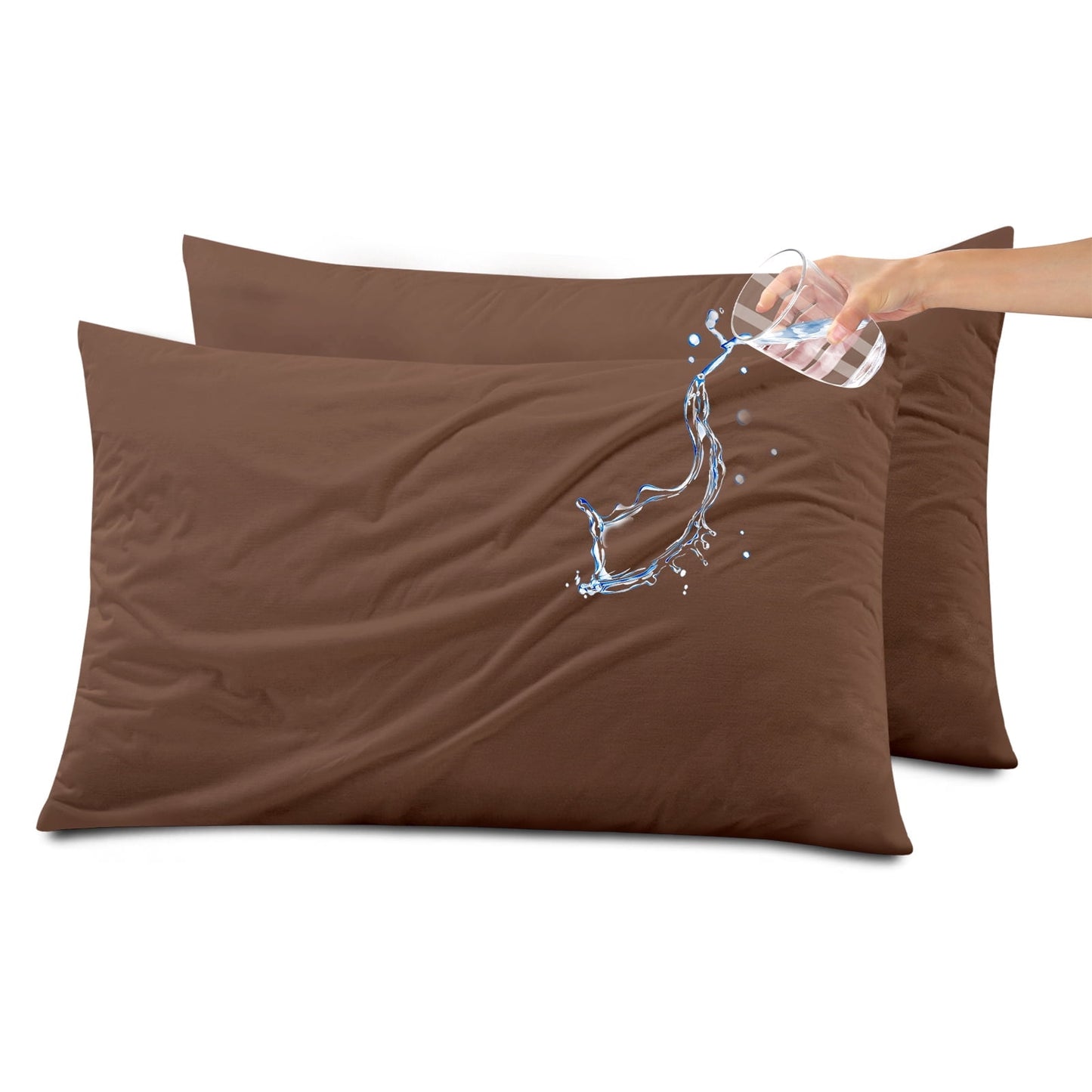 Kingrest Waterproof Pillow Protectors with Zipper, Cooling Bamboo Queen Size Bed Pillow Case Covers, Bed Bug Pillow Cover, Zippered Plastic Pillowcase (2 Packs, Queen 20x30)