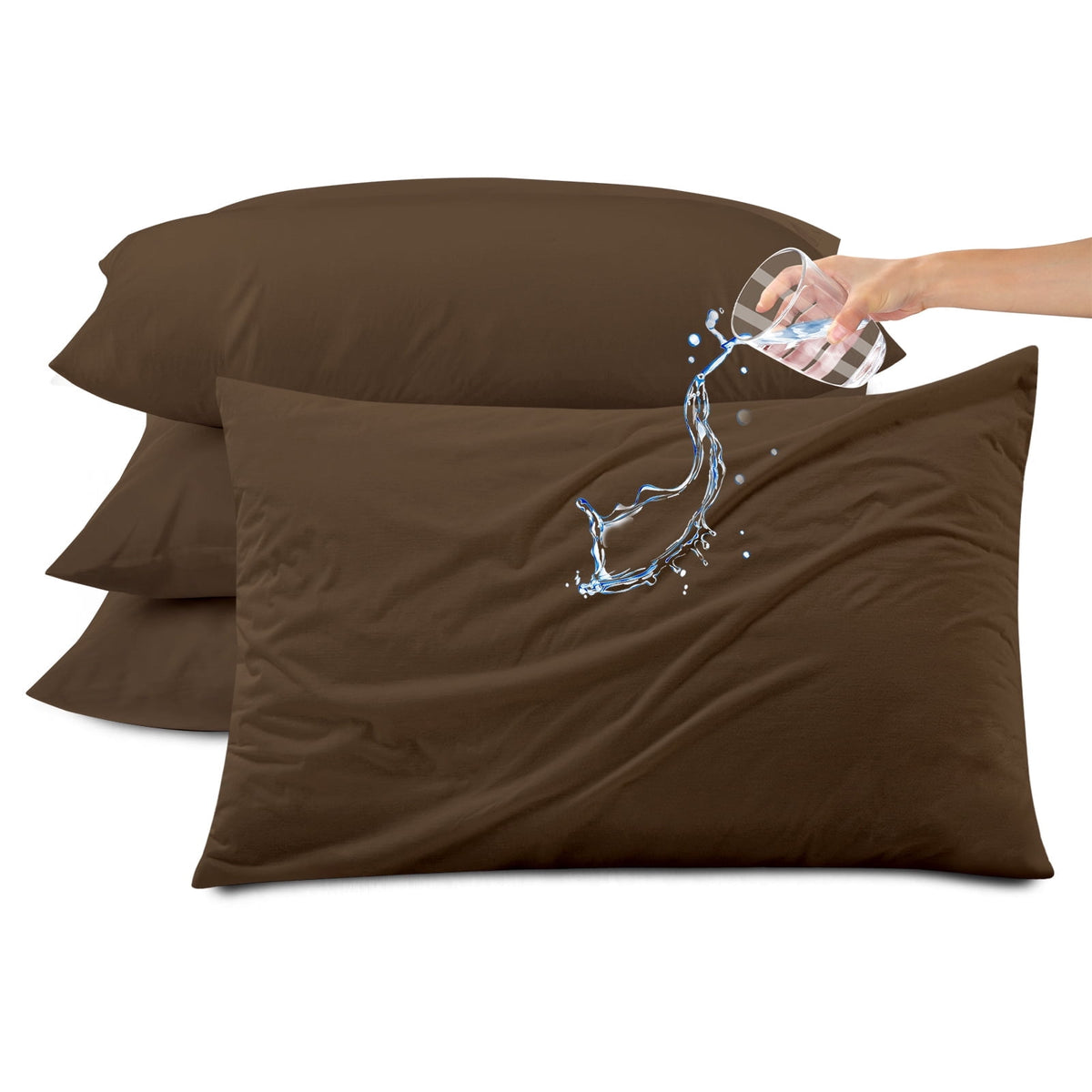 Kingrest Waterproof Pillow Protectors with Zipper, Cooling Bamboo Queen Size Bed Pillow Case Covers, Bed Bug Pillow Cover, Zippered Plastic Pillowcase (4 Packs, Queen 20x30)