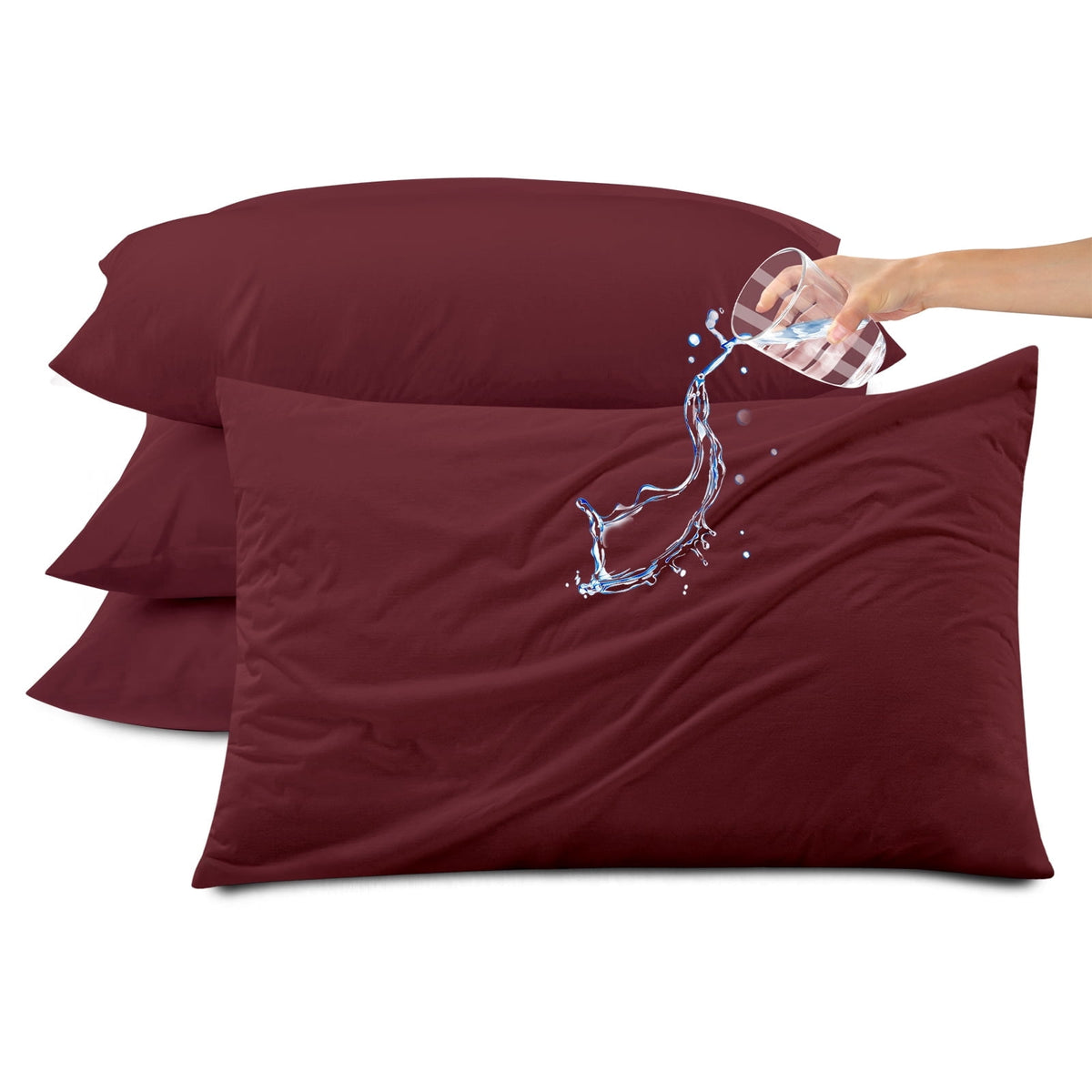 Kingrest Waterproof Pillow Protectors with Zipper, Cooling Bamboo Queen Size Bed Pillow Case Covers, Bed Bug Pillow Cover, Zippered Plastic Pillowcase (4 Packs, Queen 20x30)