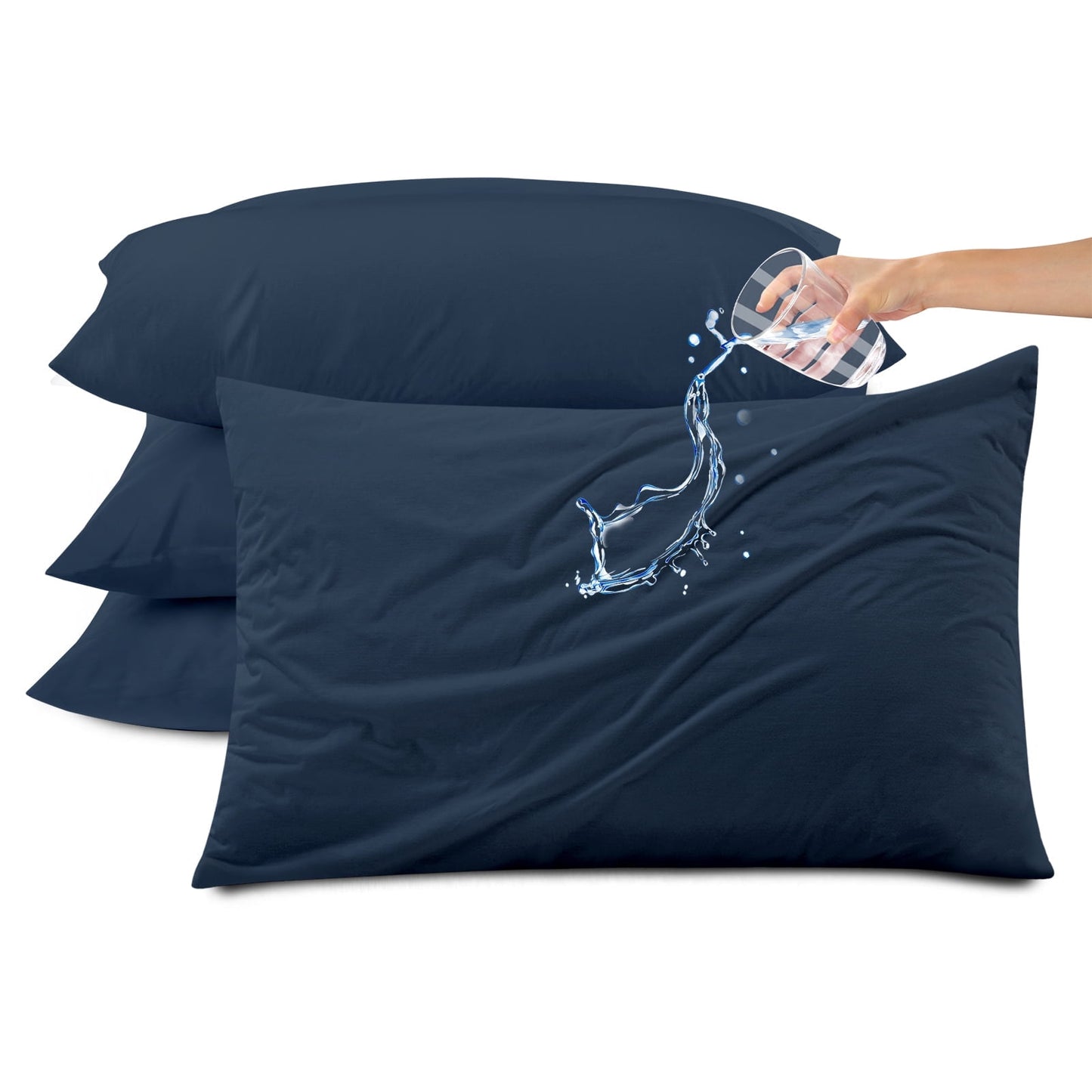 Kingrest Waterproof Pillow Protectors with Zipper, Cooling Bamboo Queen Size Bed Pillow Case Covers, Bed Bug Pillow Cover, Zippered Plastic Pillowcase (4 Packs, Queen 20x30)