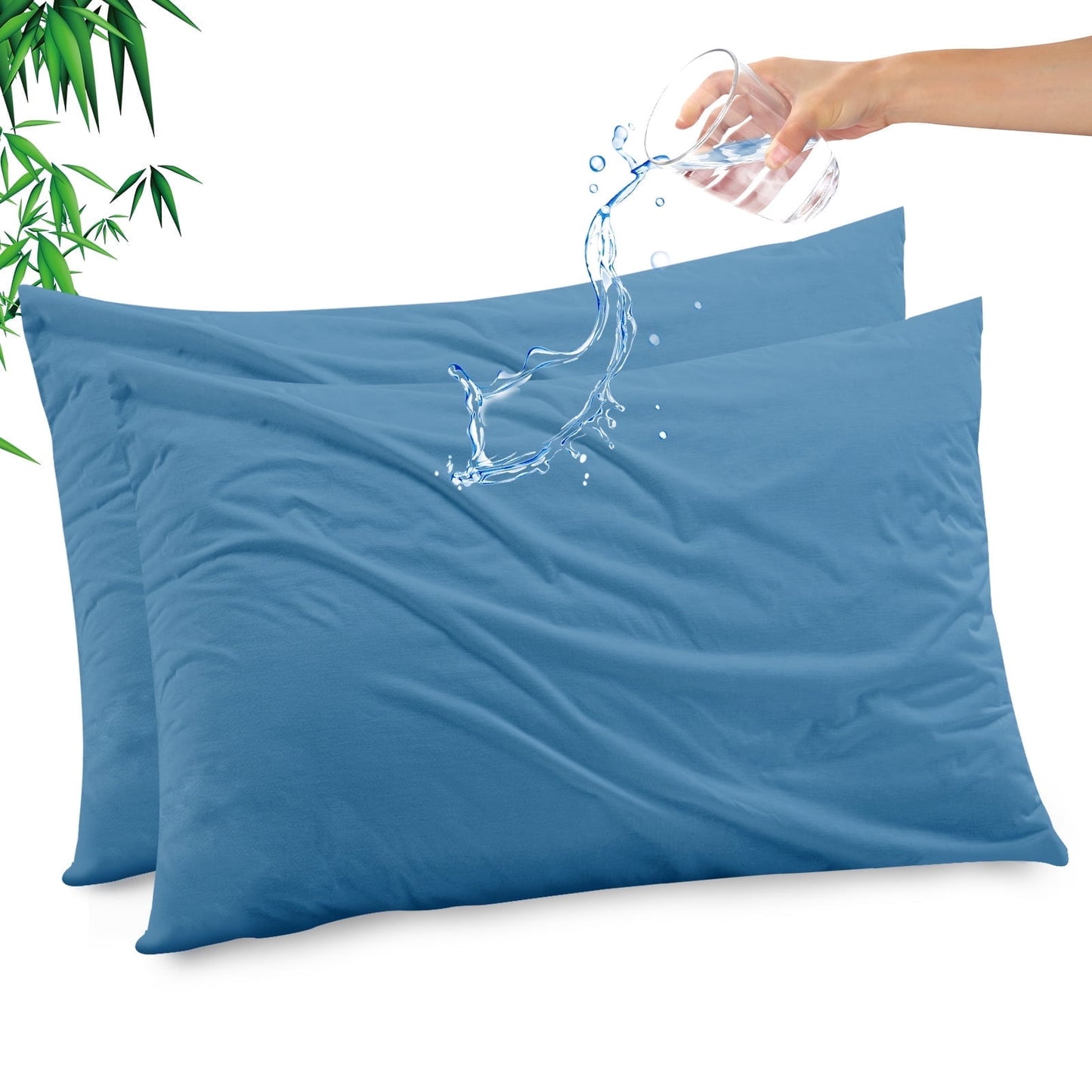GOGREEN Waterproof Pillow Protectors with Zipper Standard Size, Cooling Bamboo Zippered Pillow Case Protector, Bed Bedbug Pillow Case Cover Prevent Dust Mite and Allergen (2 Packs, Standard 20x26)