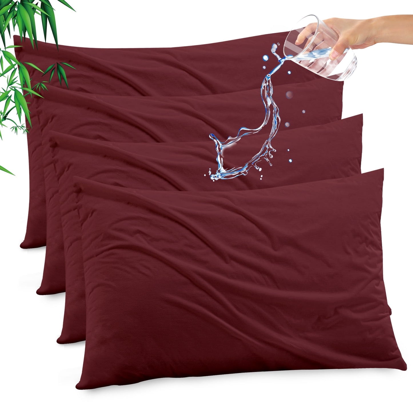 GOGREEN Waterproof Pillow Protectors with Zipper Standard Size, Cooling Bamboo Zippered Pillow Case Protector, Bed Bedbugs Pillow Case Cover Prevent Dust Mites and Allergen (4 Packs, Standard 20x26)