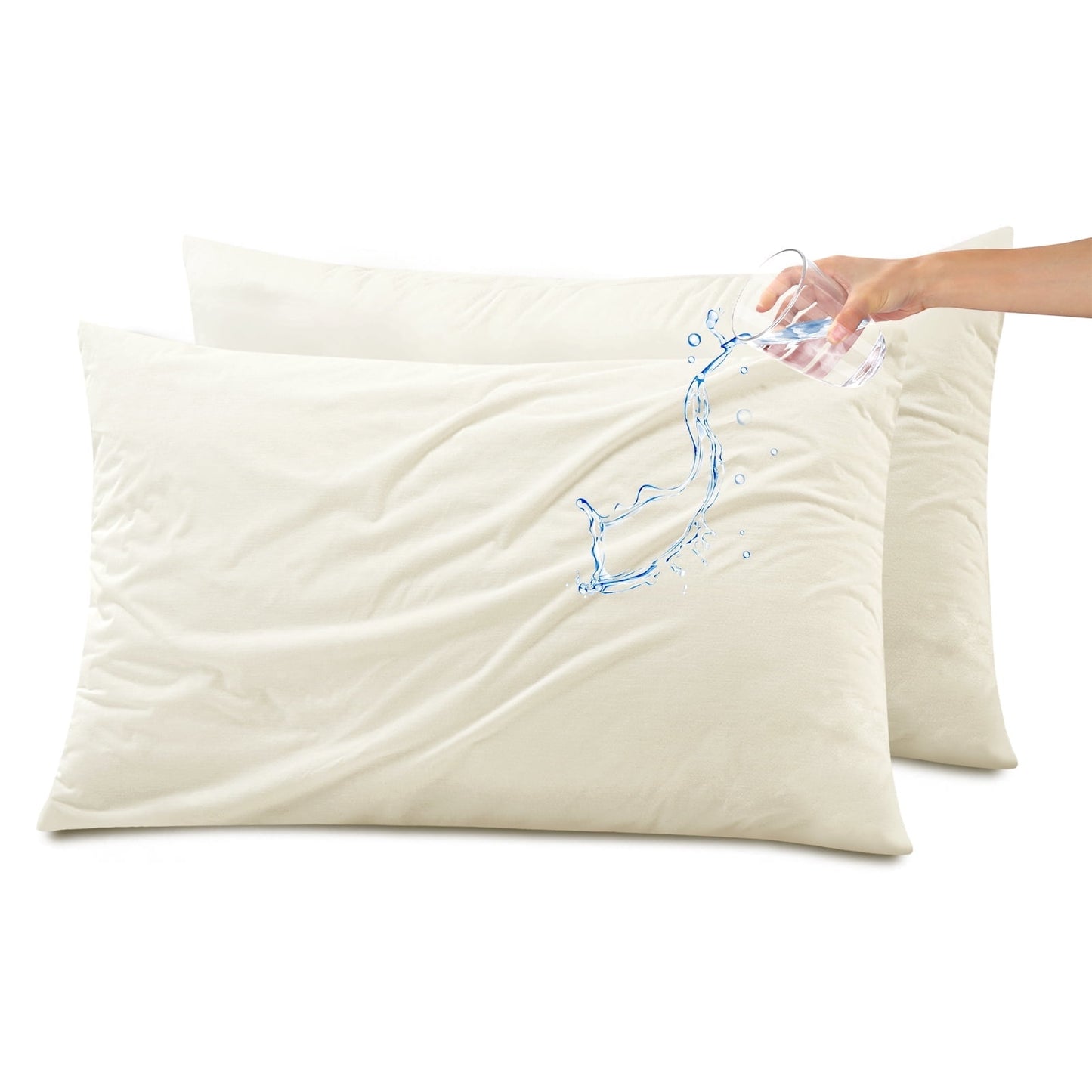 Kingrest Waterproof Pillow Protector with Zipper Standard Size, Cooling Bamboo Zippered Pillow Case Protector, Bed Bedbug Pillow Case Cover Prevent Dust Mites & Allergen (2 Packs, Standard 20x26)