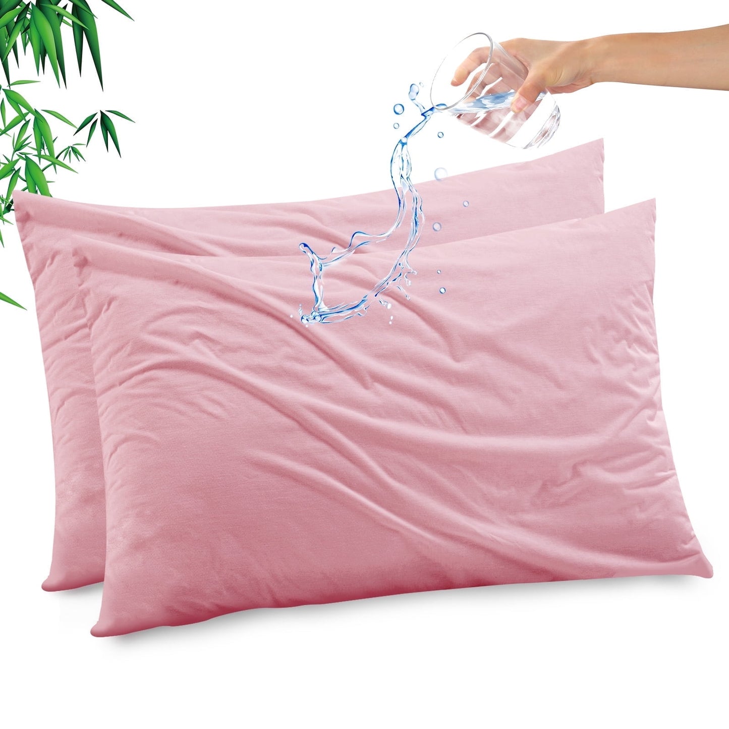 GOGREEN Waterproof Pillow Protectors with Zipper Standard Size, Cooling Bamboo Zippered Pillow Case Protector, Bed Bedbug Pillow Case Cover Prevent Dust Mite and Allergen (2 Packs, Standard 20x26)