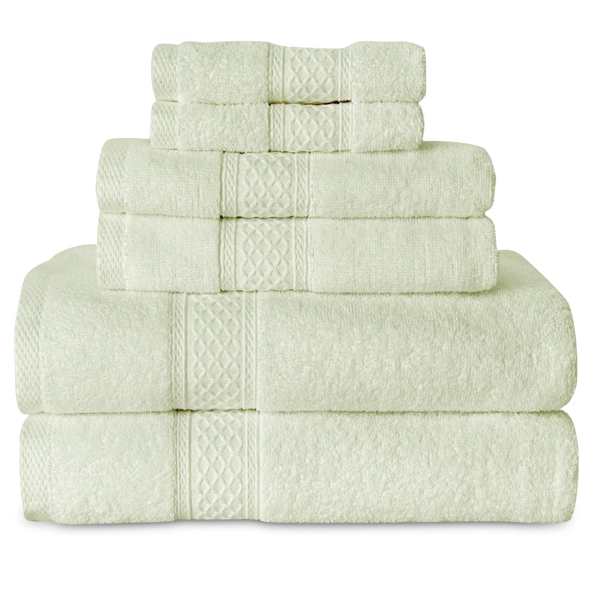 Gogreen 100% Cotton Bath Towel Sets of 6 Pieces, 2 Bath Towels 2 Hand Towels 2 Washcloths, Highly Absorbent Towels for Bathroom, Gym, Hotel (Sage green)