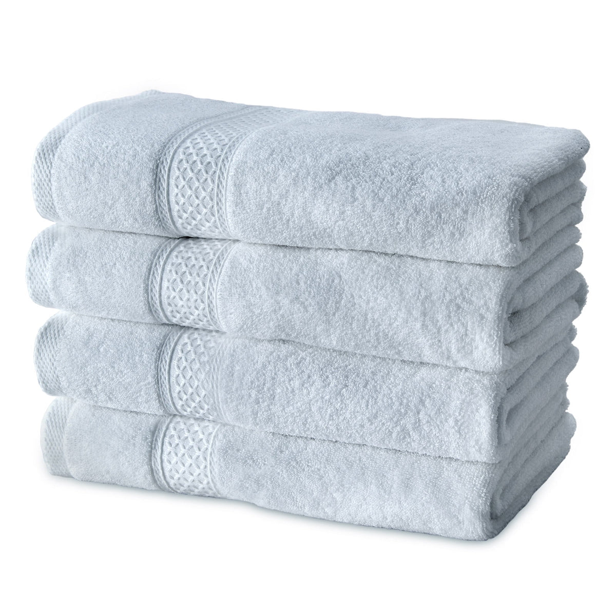 Gogreen 100% Cotton 4-Pack Bath Towel Sets of 4, Bath Towel Highly Absorbent Towels for Bathroom, Gym, Hotel (Light Blue)