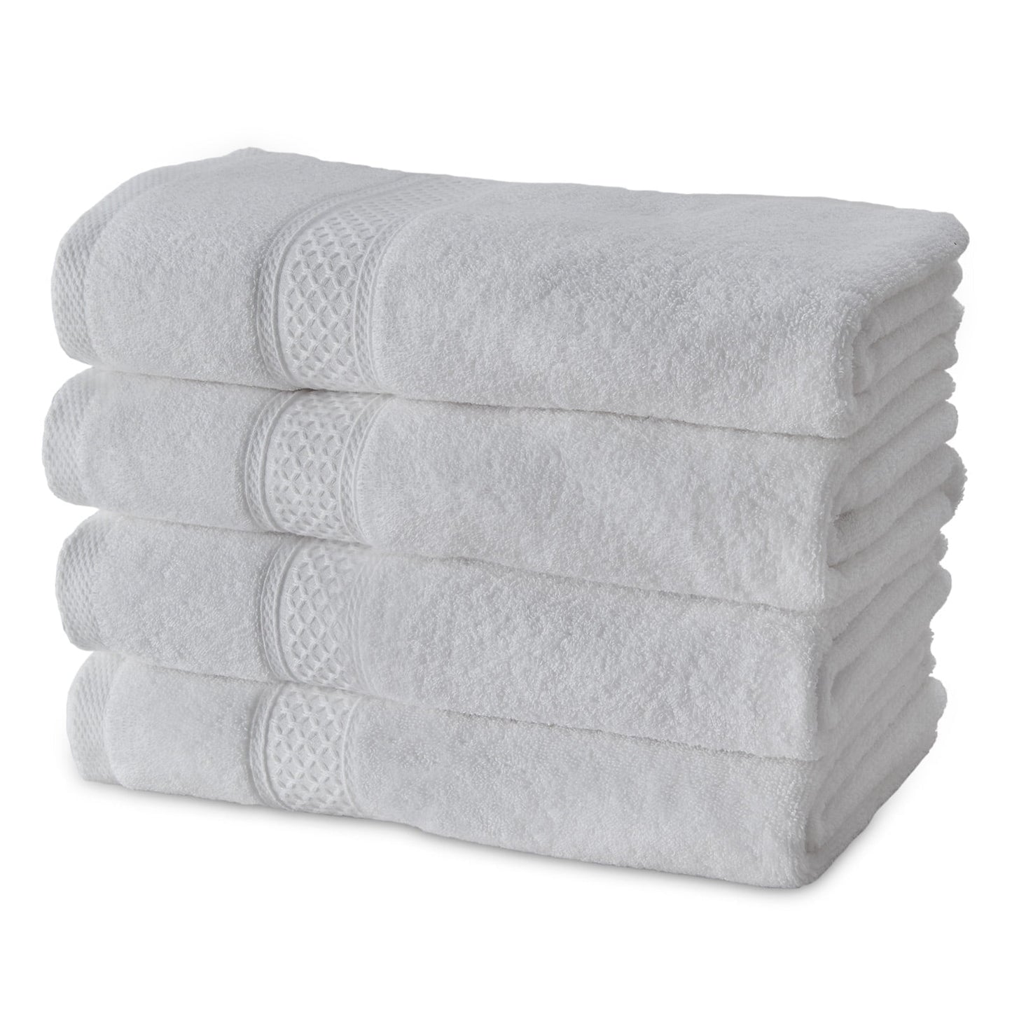 Gogreen 100% Cotton 4-Pack Bath Towel Sets of 4, Bath Towel Highly Absorbent Towels for Bathroom, Gym, Hotel (Light Gray)
