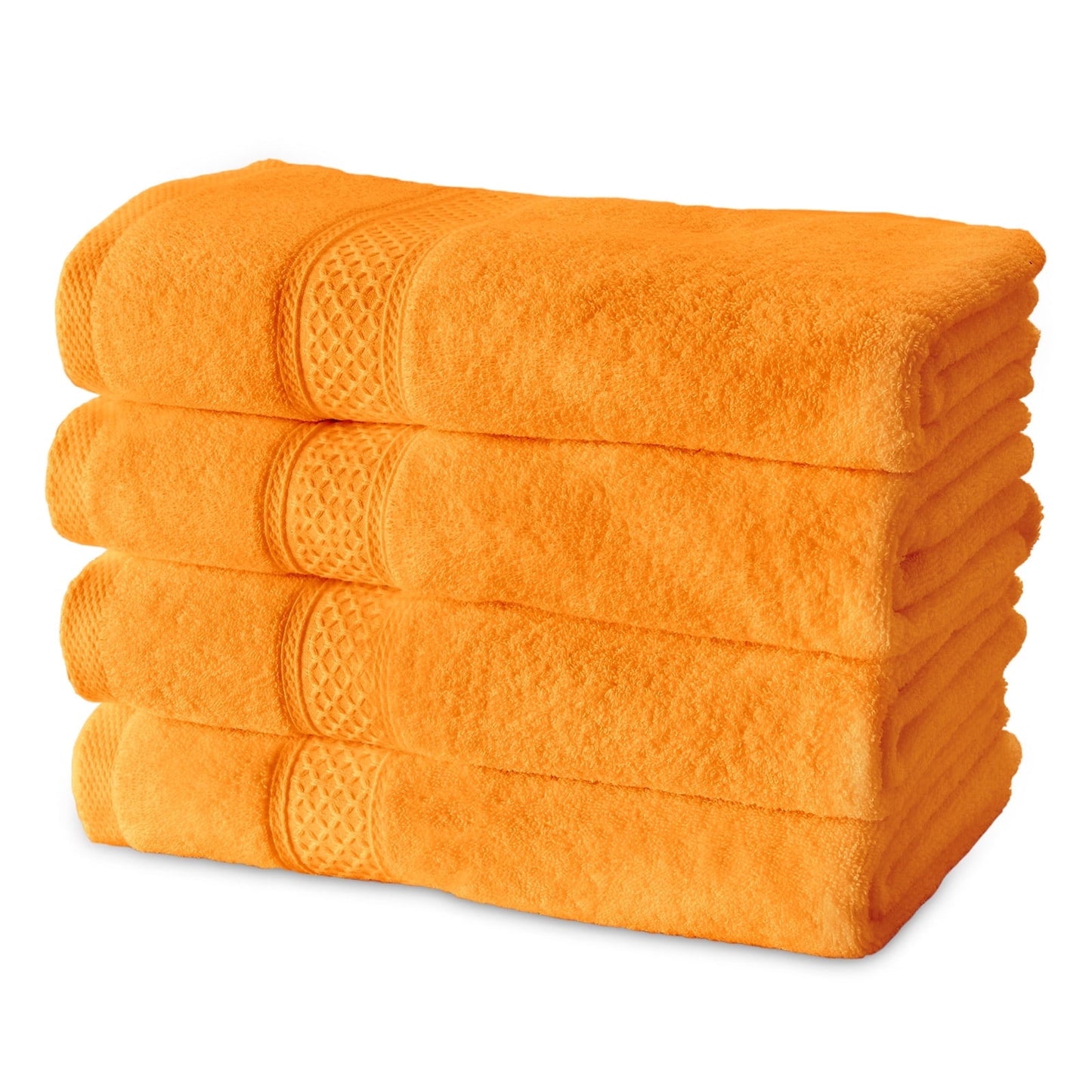 Gogreen 100% Cotton 4-Pack Bath Towel Sets of 4, Bath Towel Highly Absorbent Towels for Bathroom, Gym, Hotel (Orange)