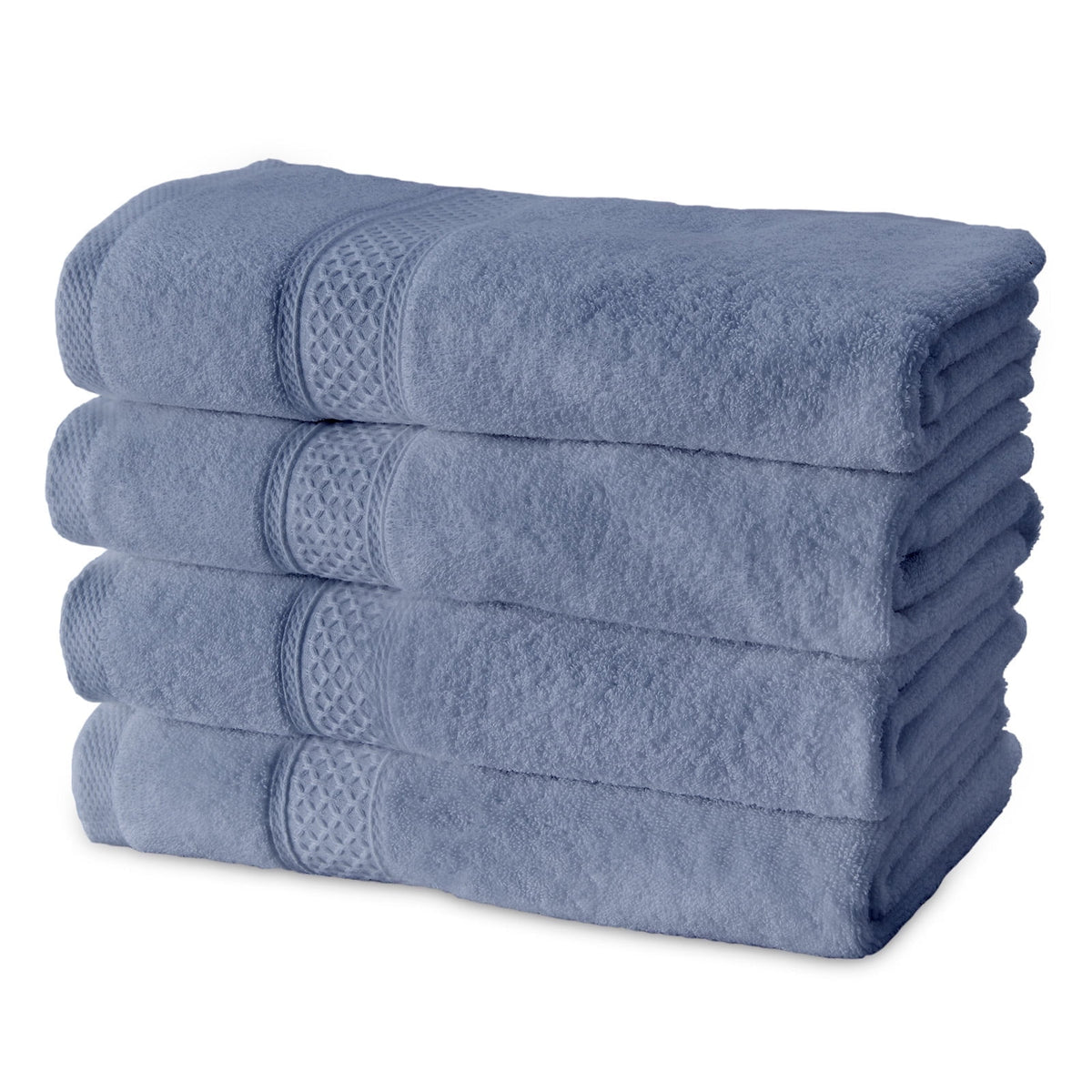 Gogreen 100% Cotton 4-Pack Bath Towel Sets of 4, Bath Towel Highly Absorbent Towels for Bathroom, Gym, Hotel (Blue)