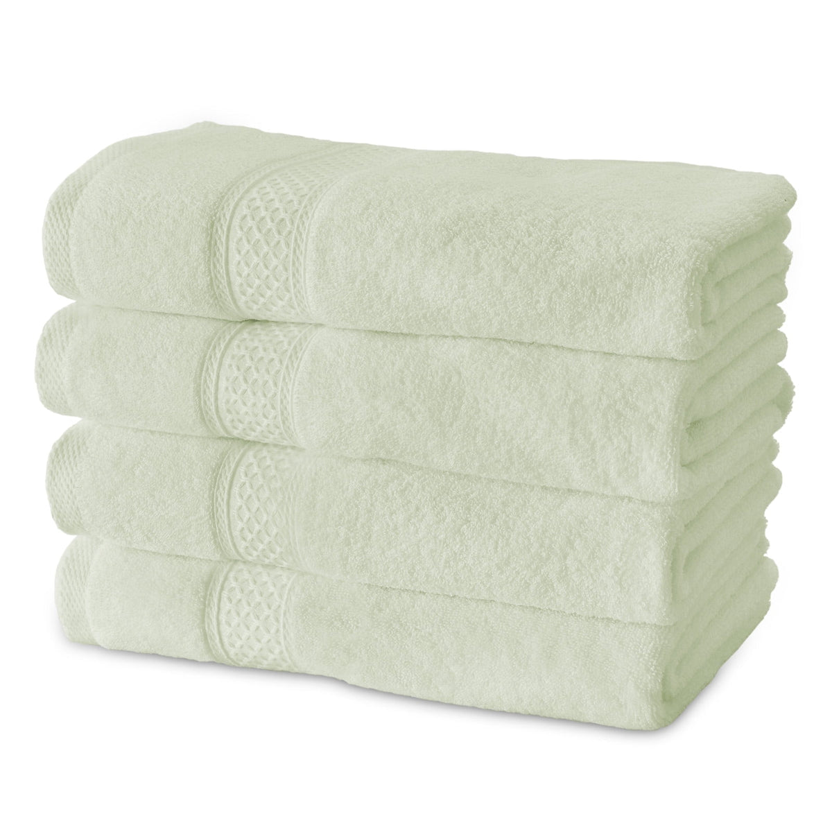 Gogreen 100% Cotton 4-Pack Bath Towel Sets of 4, Bath Towel Highly Absorbent Towels for Bathroom, Gym, Hotel (Saga Green)