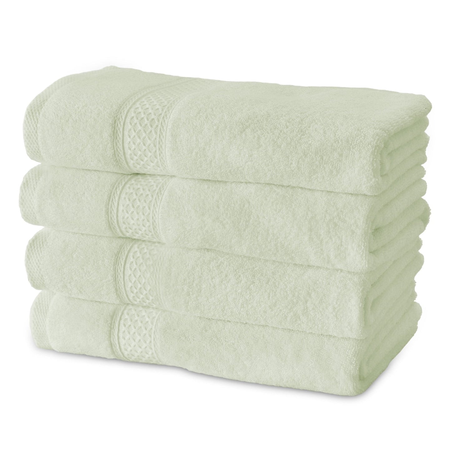 Gogreen 100% Cotton 4-Pack Bath Towel Sets of 4, Bath Towel Highly Absorbent Towels for Bathroom, Gym, Hotel (Saga Green)