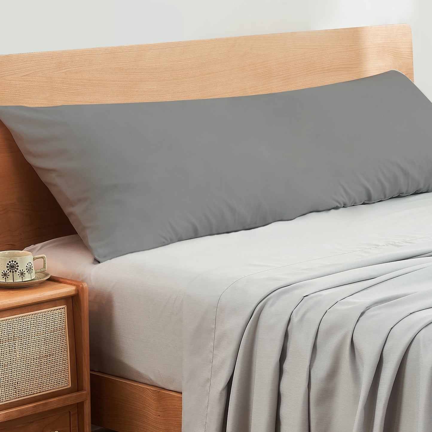 Gogreen Bamboo Rayon Terry Waterproof Body Pillow Case Cover with Zipper, Breathable Pillow Cover, Cooling Pillow Case Protector with Zipper, Super Soft Pillow Protector (1 Pack, Body 20x54, Gray)
