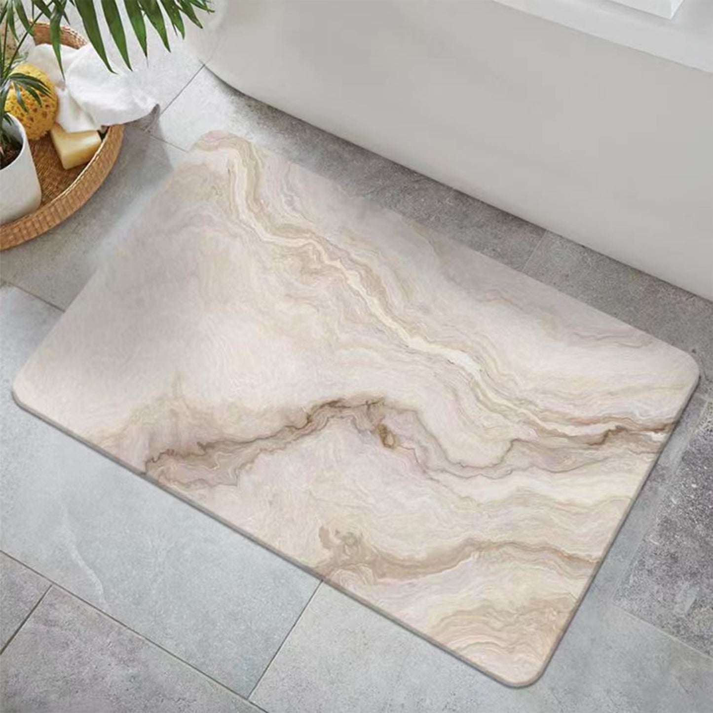 Gogreen Bath Mat - Bathroom Mat Rug Non Slip Super Absorbent Stain Resistant Quick Dry Thin Bathroom Rug-Bath Mats for Bathroom Floor Bathtub Vanity-Bathmat Bath Rug Easy Care (Brown, 16x24)