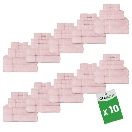 Gogreen Blush Pink Bath Towel Sets of 6 Pieces, 2 Bath Towels 2 Hand Towels 2 Washcloths, 100% Cotton Highly Absorbent Towels for Bathroom, Gym, Hotel (Blush Pink) x 10