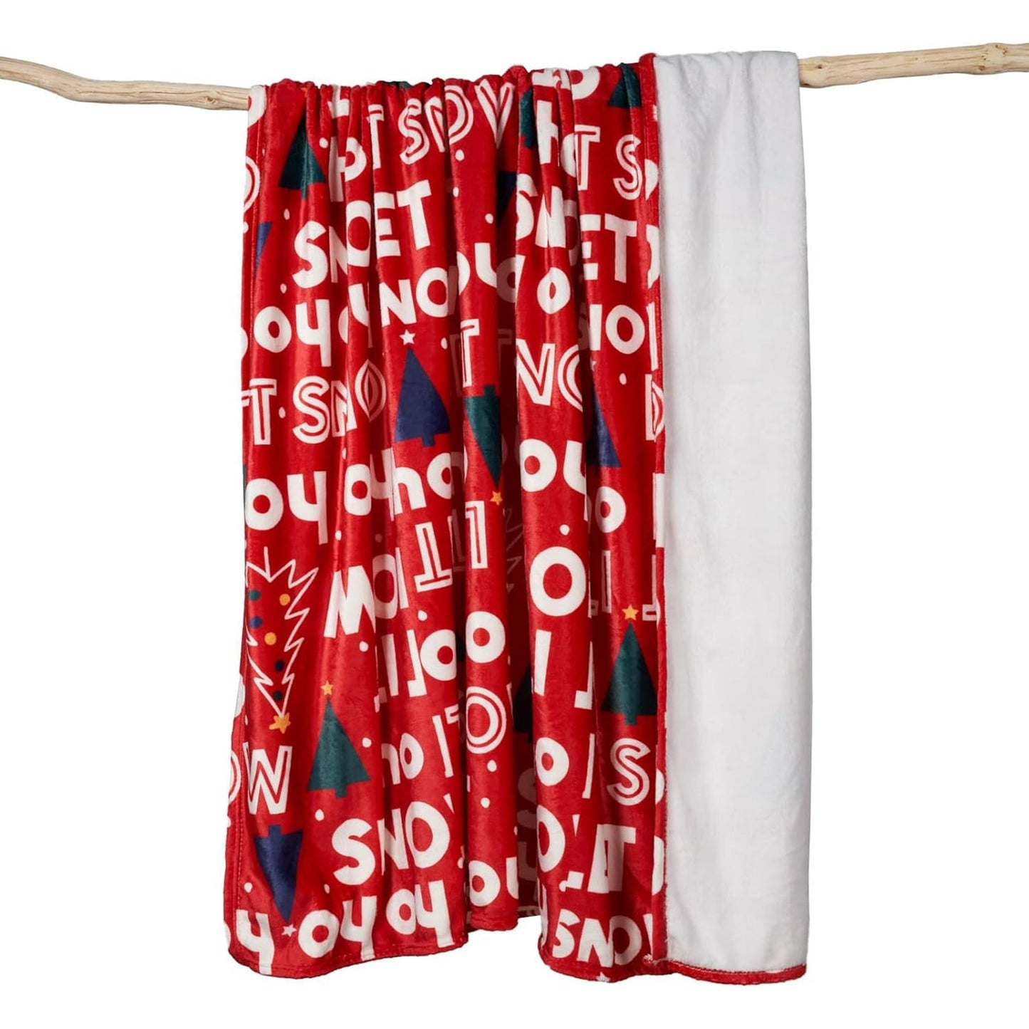 Gogreen Christmas Fleece Throw Blankets for Couch & Bed - Lightweight Plush Cozy Fuzzy Soft Blankets and Throws for Sofa, Christmas Red, 108x90 Inches