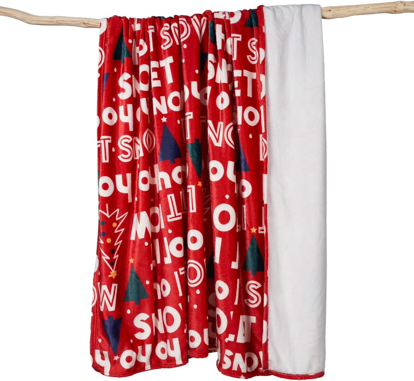 Gogreen Christmas Fleece Throw Blankets for Couch & Bed - Lightweight Plush Cozy Fuzzy Soft Blankets and Throws for Sofa, Christmas Red, 90x90 Inches
