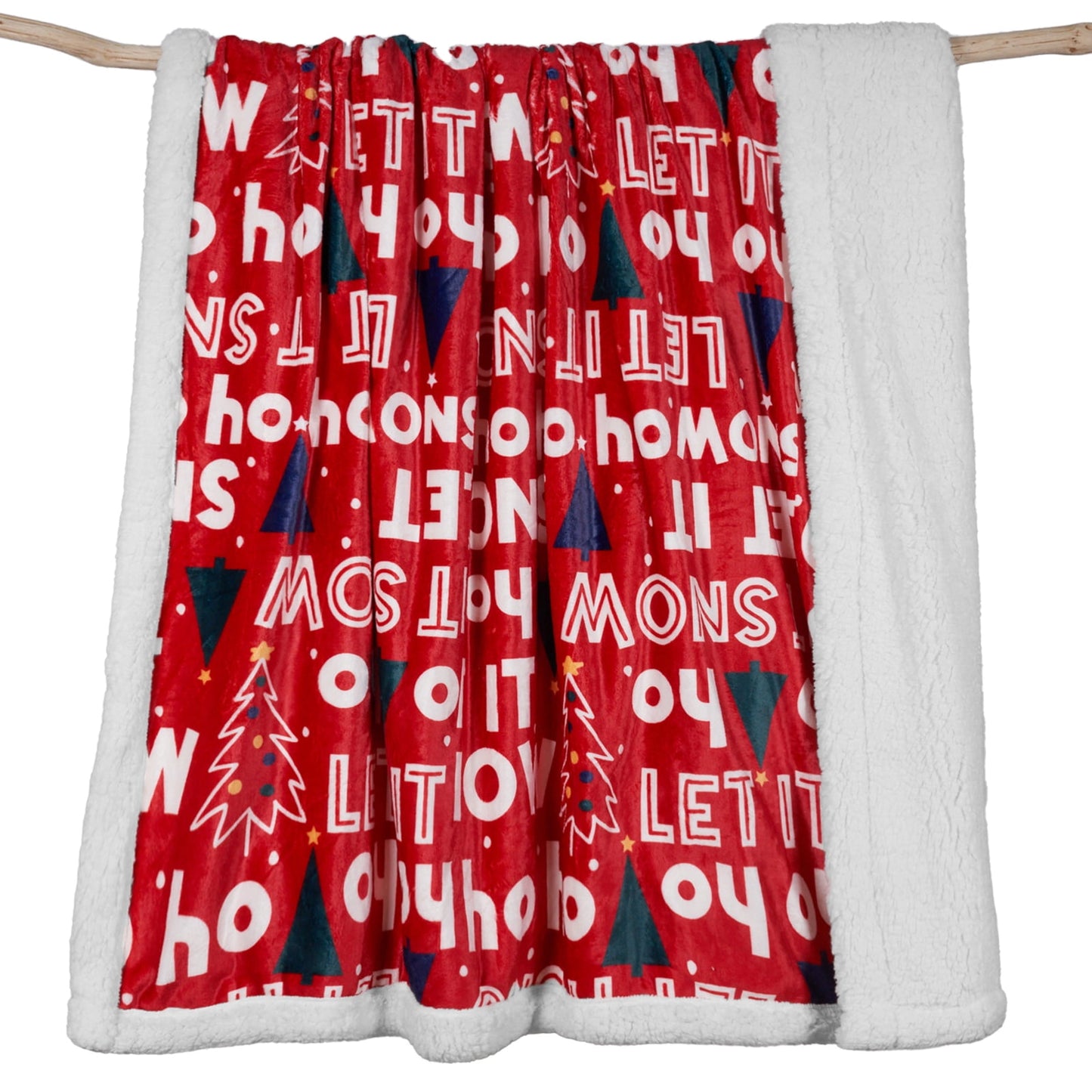 Gogreen Christmas Sherpa Fleece Throw Blanket for Couch Bed Sofa Adults -Soft and Warm Blanket for Winter, Thick and Fuzzy Throw Blanket, Christmas Red, 50x60 Inches