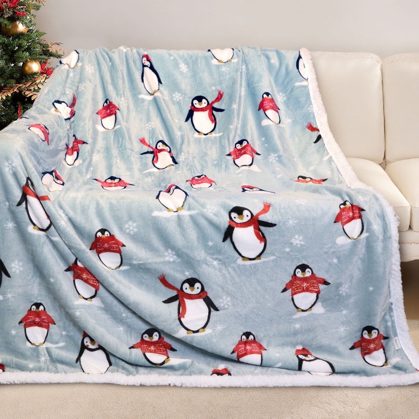 Gogreen Christmas Sherpa Fleece Throw Blanket for Couch Bed Sofa Adults -Soft and Warm Blanket for Winter, Thick and Fuzzy Throw Blanket (Throw - 50 x 60)