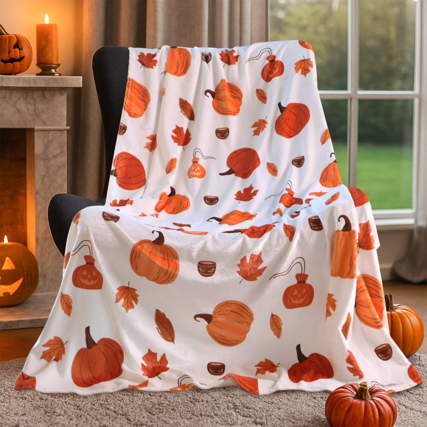 Gogreen Halloween Throw Blanket Twin Size Cozy Fleece Blanket - 300GSM Ultra Soft Microfiber Printed Blanket for Halloween Decor, Halloween Gifts for Kids & Adults (Twin - 60 x 80)