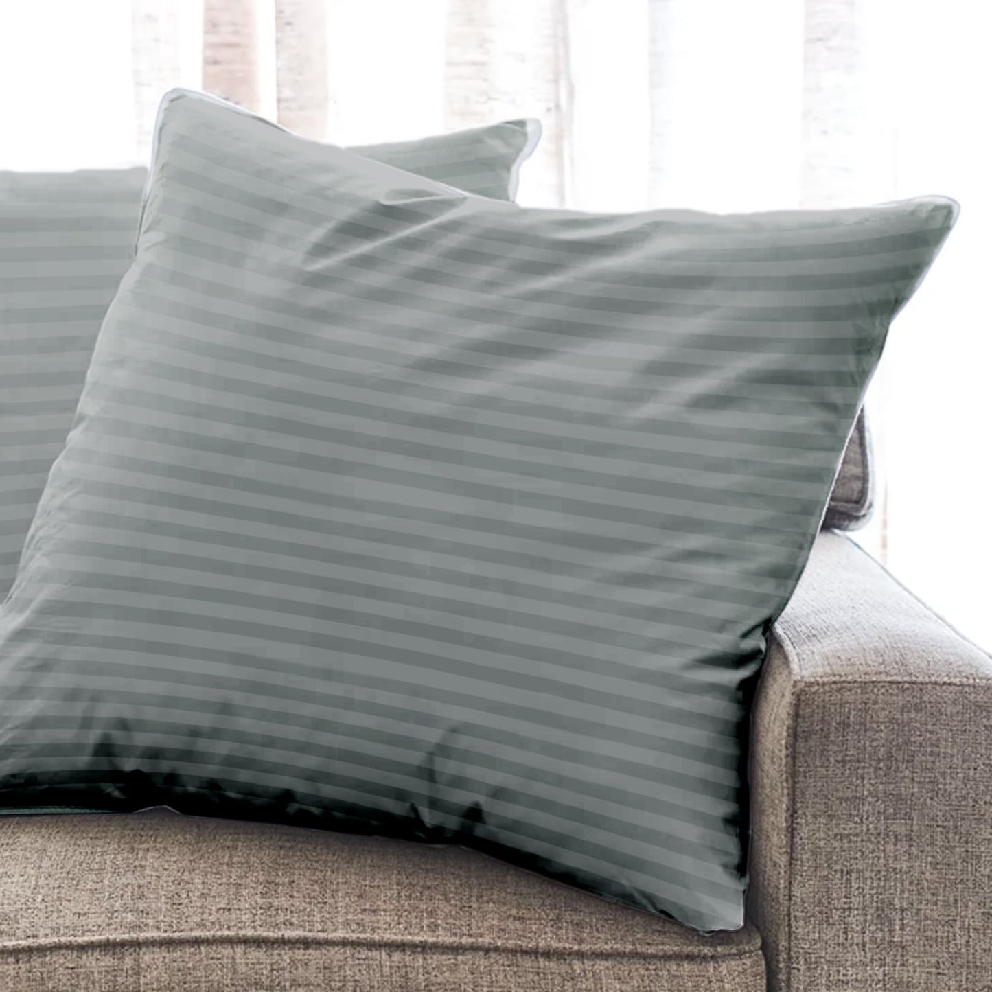 Gogreen European Size Bed Pillows Set of 2 - Premium Alternative Pillow Insert for Side, Back & Stomach Sleeper Hotel Quality Fluffy Soft Microfiber Fill Breathable Skin-Friendly, 26 x 26 - Gray