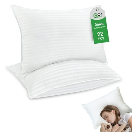 Gogreen Kids Size Bed Pillows Set of 22 - Premium Down Alternative Cooling Pillows for Side, Back, and Stomach Sleepers Hotel Quality Fluffy Soft Microfiber Fill Breathable Skin-Friendly