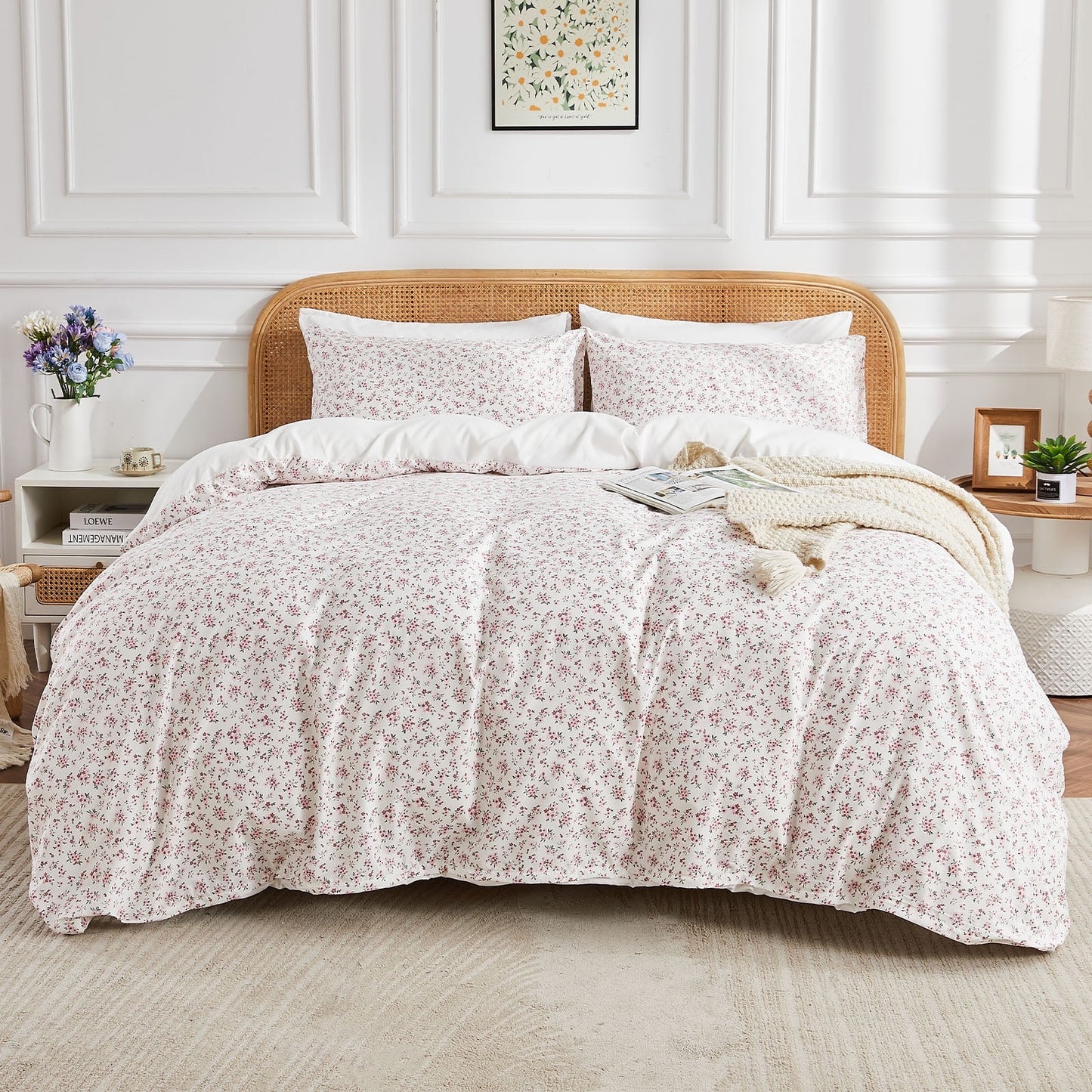 Gogreen King Duvet Cover Set, Soft & Breathable Microfiber 3 Pieces King Bedding Sets, Pattern King Comfy Duvet Cover Set, with Zipper Closure (King)