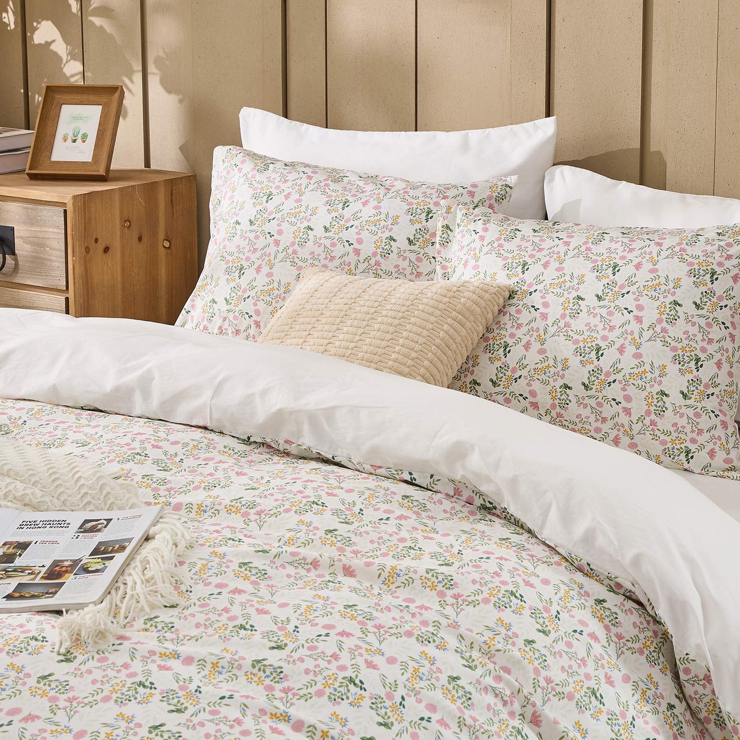Gogreen 100% Cotton 3 Pieces Luxury King Duvet Cover Floral, Soft & Breathable King Bedding Sets, Pattern King Comfy Duvet Cover, with Zipper Closure