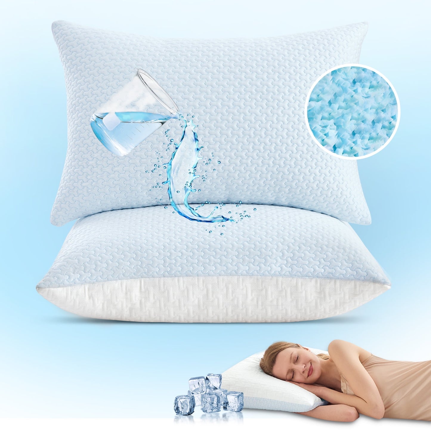 ogreen Official Medium King Memory Foam Bed Pillows - Adjustable Loft and Firmness (2 Count