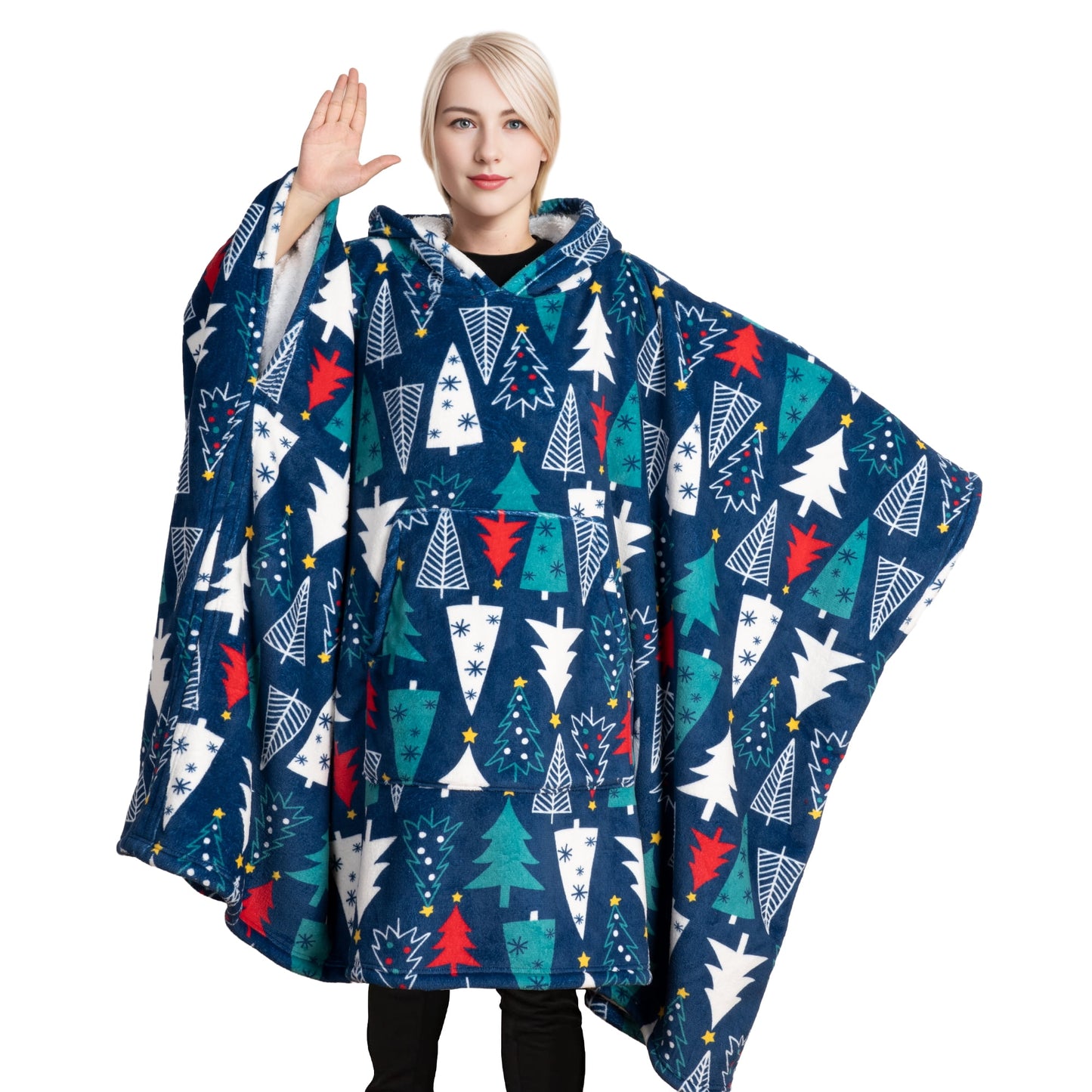 Gogreen Official Oversized Hoodie Sherpa Fleece Bed Blanket, Ultra Comfortable Kangaroo Pocket