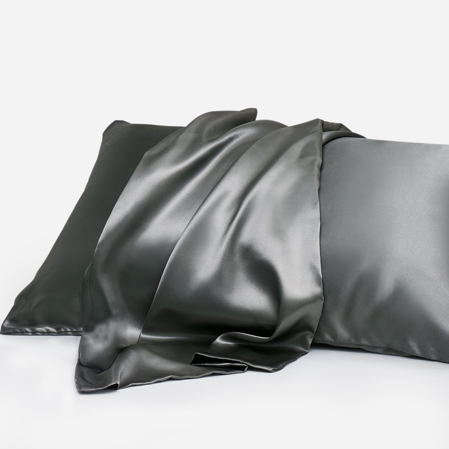 Gogreen Satin Pillowcase for Hair and Skin, Silk Satin Pillowcase 2 Pack, Pillow Cases Set of 2, Silky Pillow Cover with Envelope Closure (20x30, Grey, Queen)