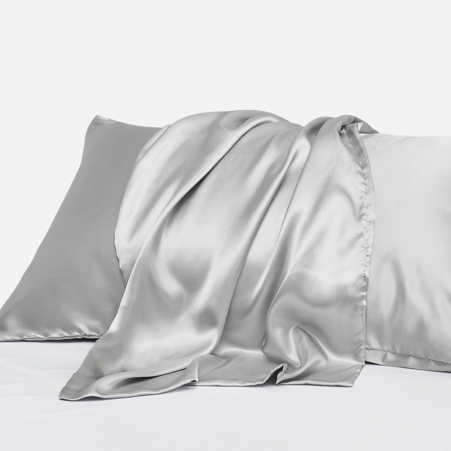 Gogreen Satin Pillowcase for Hair and Skin, Silk Satin Pillowcase 2 Pack, Pillow Cases Set of 2, Silky Pillow Cover with Envelope Closure (20x36, Silver Grey, King)
