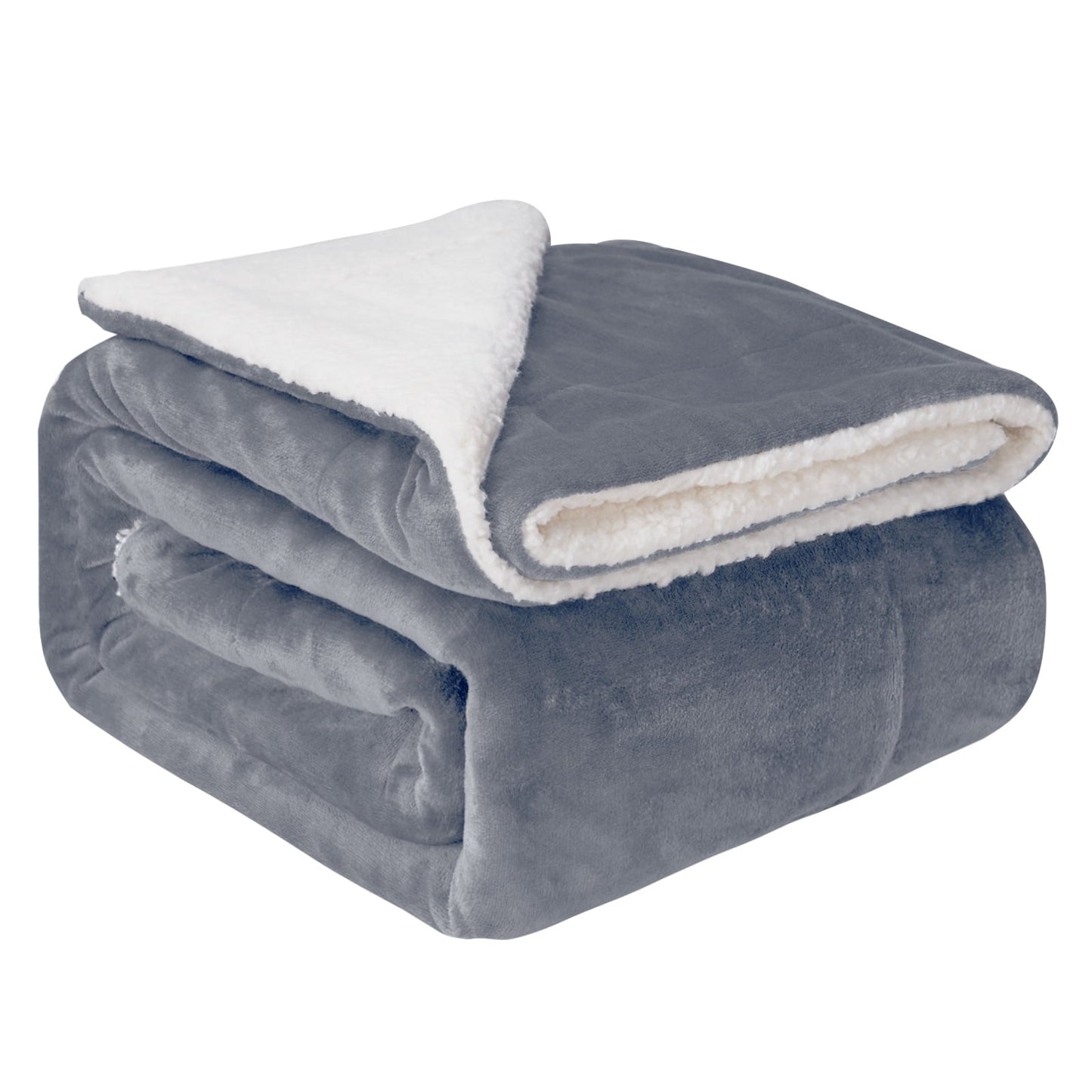 Gogreen Sherpa Fleece Throw Blanket for Couch Bed Sofa Adults -Soft and Warm Blanket for Winter, Thick and Fuzzy Throw Blanket, Light Grey, 50x60 Inches