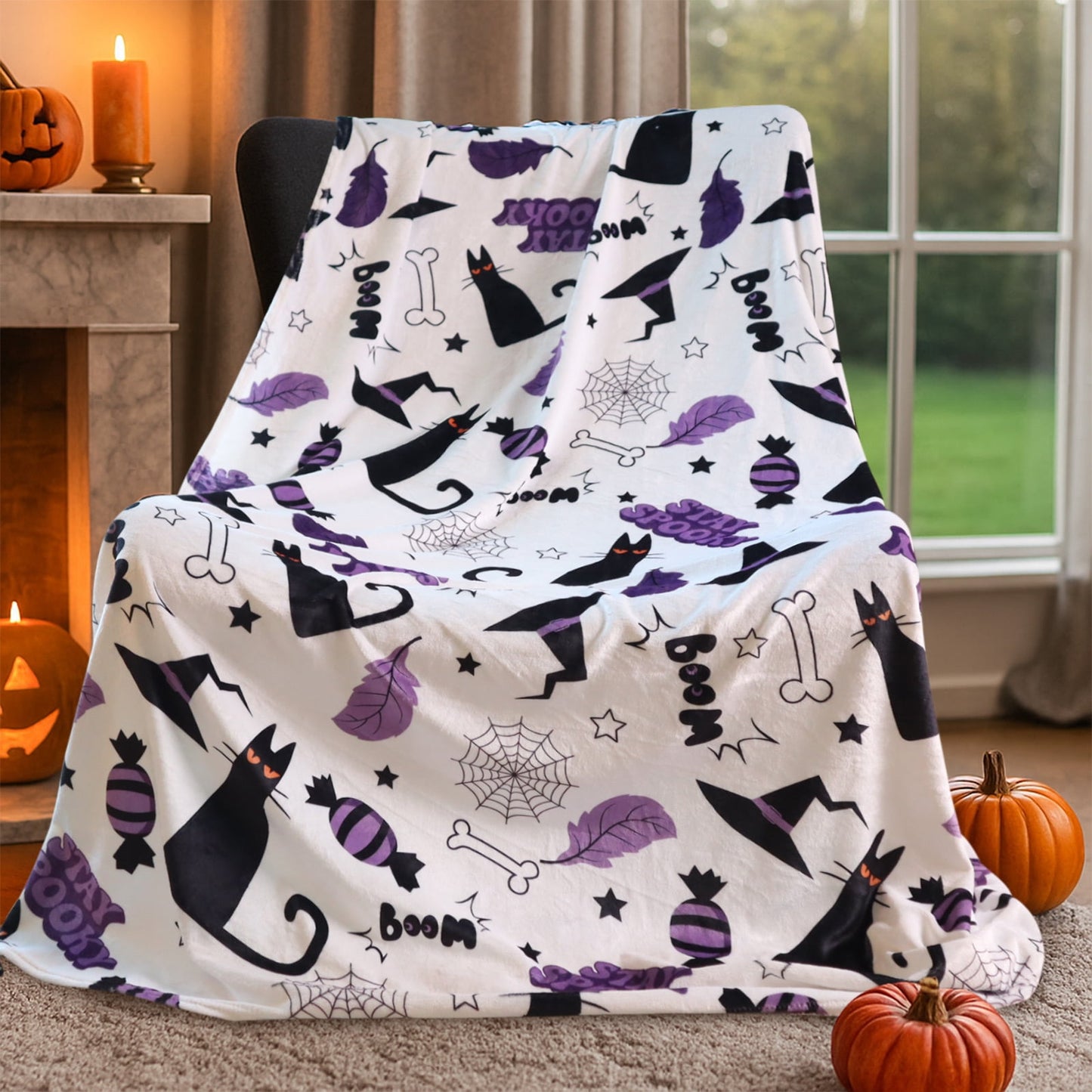 HITIME Cozy Blanket Printed Blanket Twin Halloween Collection Blanket - 300 GSM Fleece Blanket Twin Size Blanket for Home Decoration, Ultra Soft Blanket Microfiber Twin Blanket (Twin - 60 x 80)